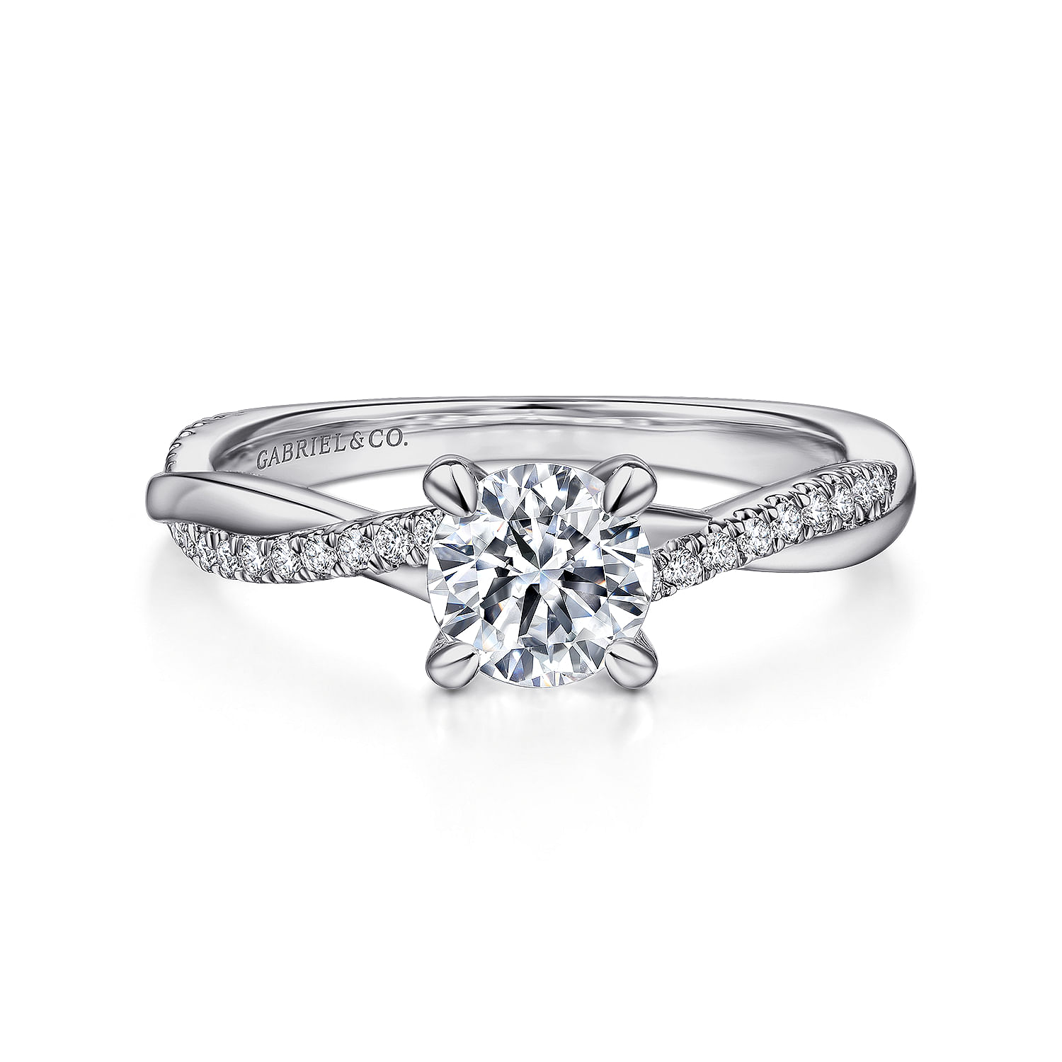 Campana - 14K White Gold Round Twisted Diamond Engagement Ring