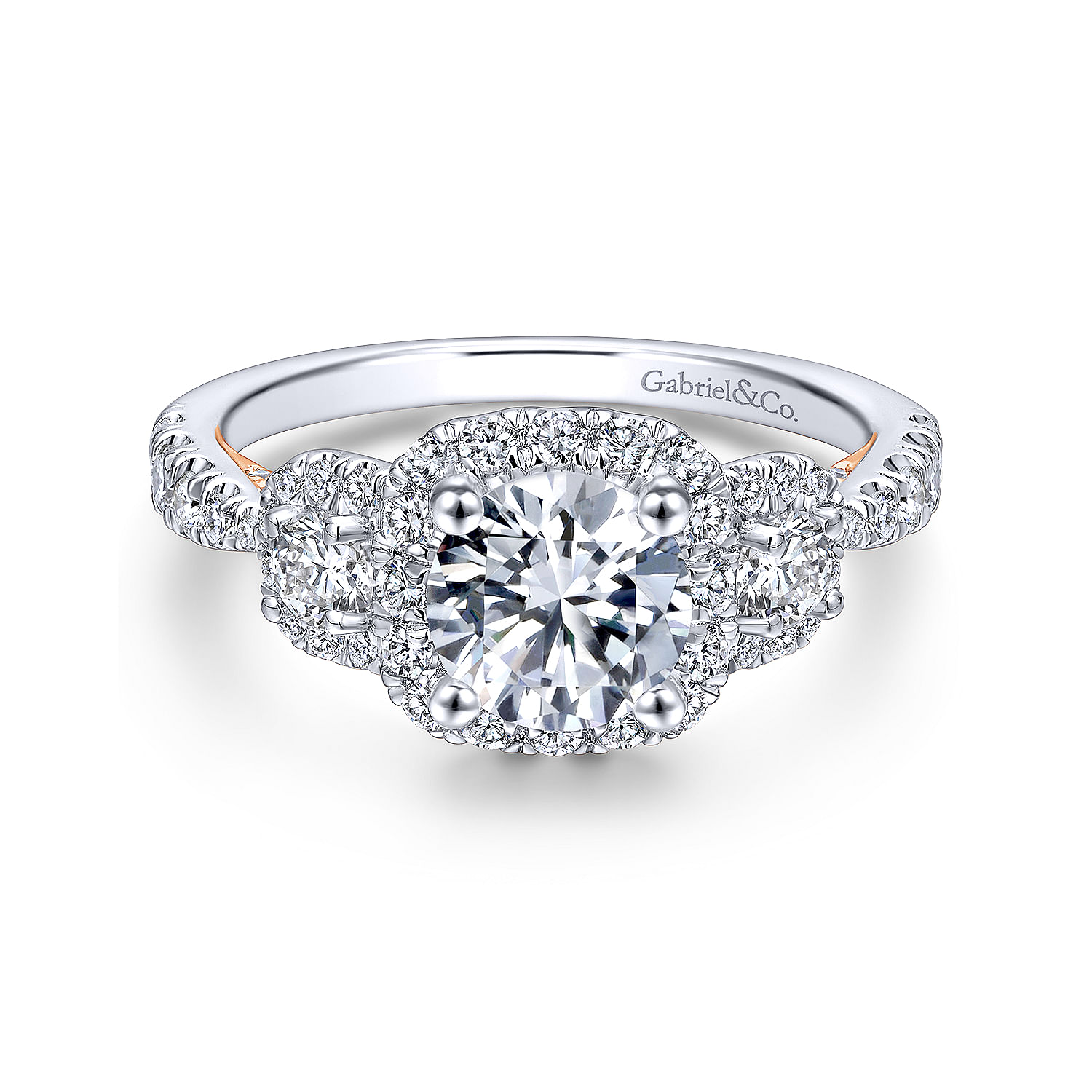 Canarsie - 14K White-Rose Gold Round Diamond Engagement Ring