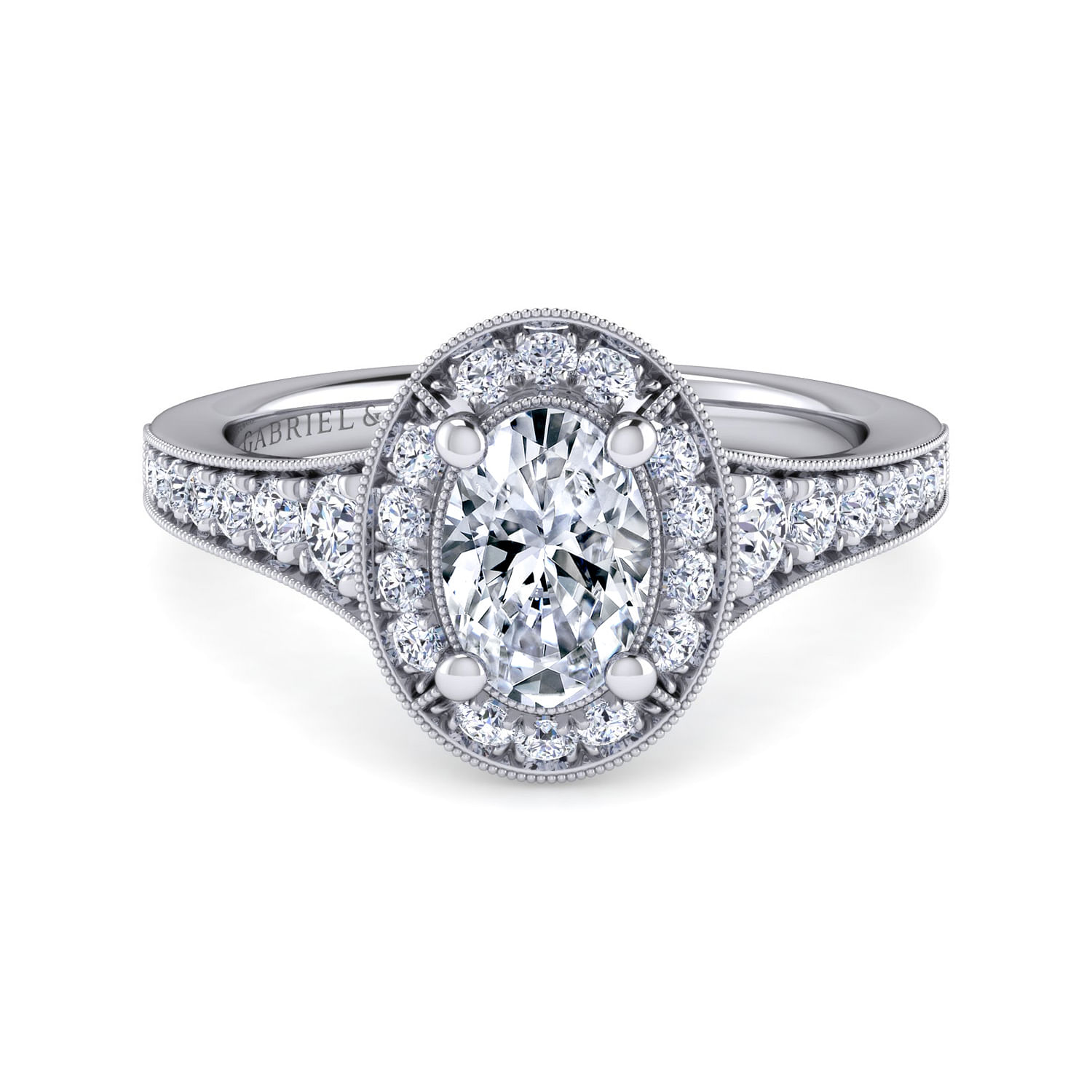 Caraway - Platinum Oval Halo Diamond Engagement Ring