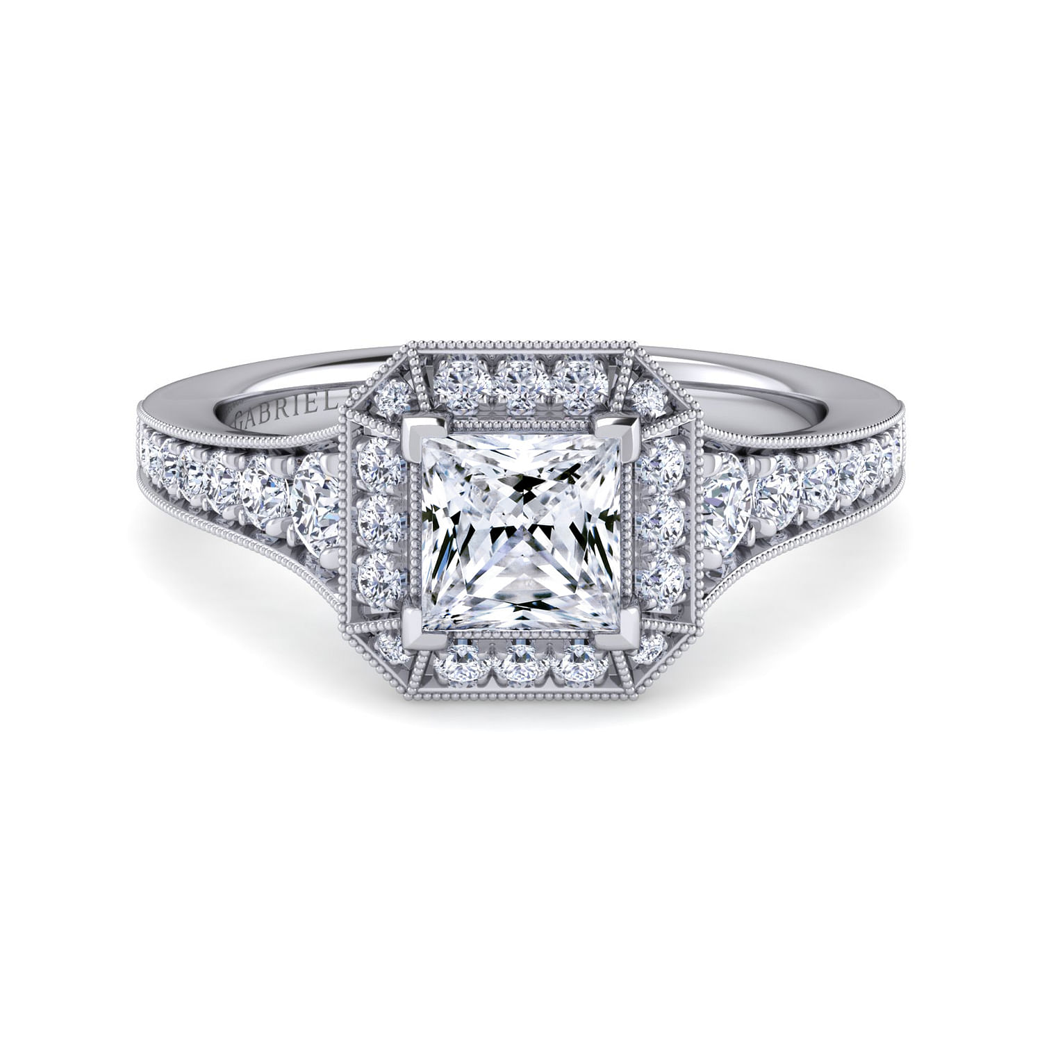 Caraway - Platinum Princess Halo Diamond Engagement Ring