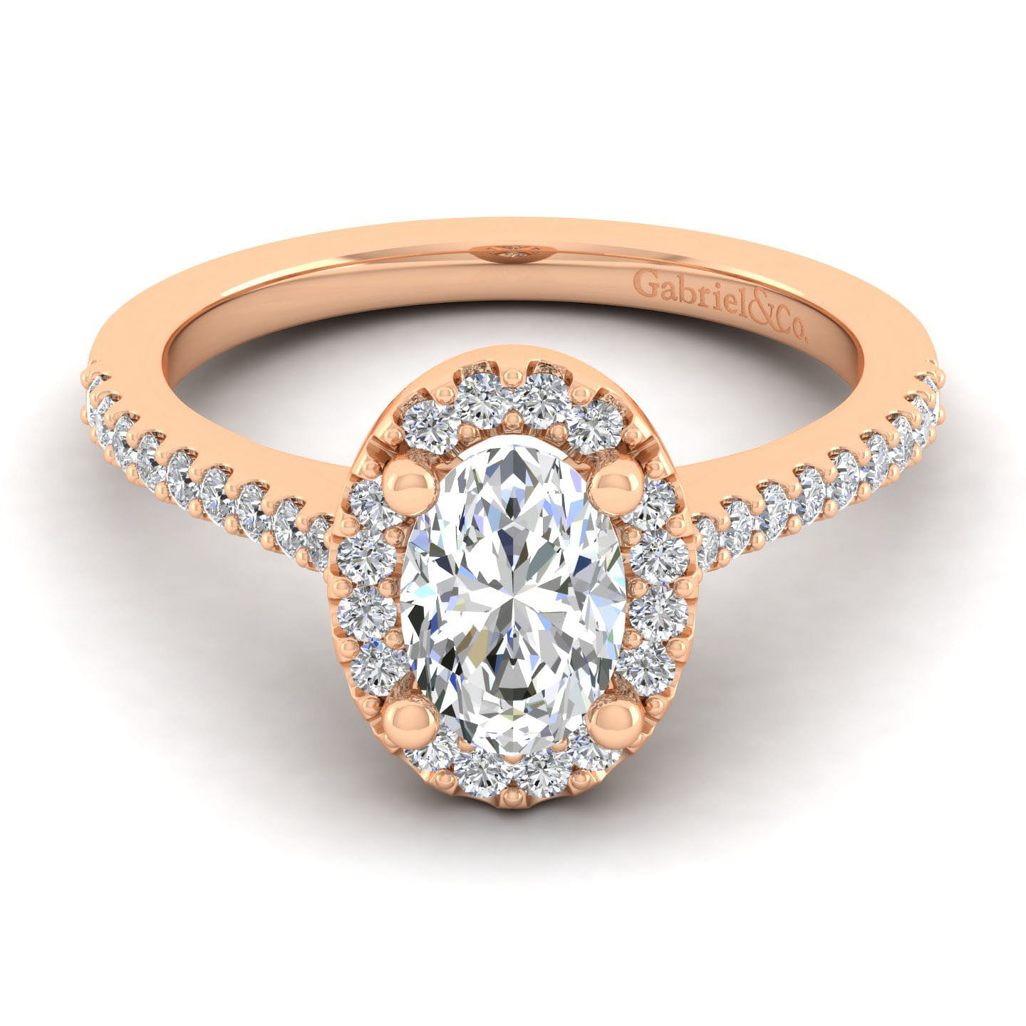 Carly - 14K Rose Gold Oval Halo Diamond Engagement Ring