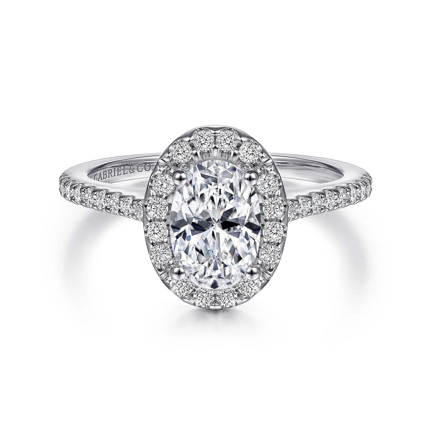 Carly - 14K White Gold Oval Halo Diamond Engagement Ring