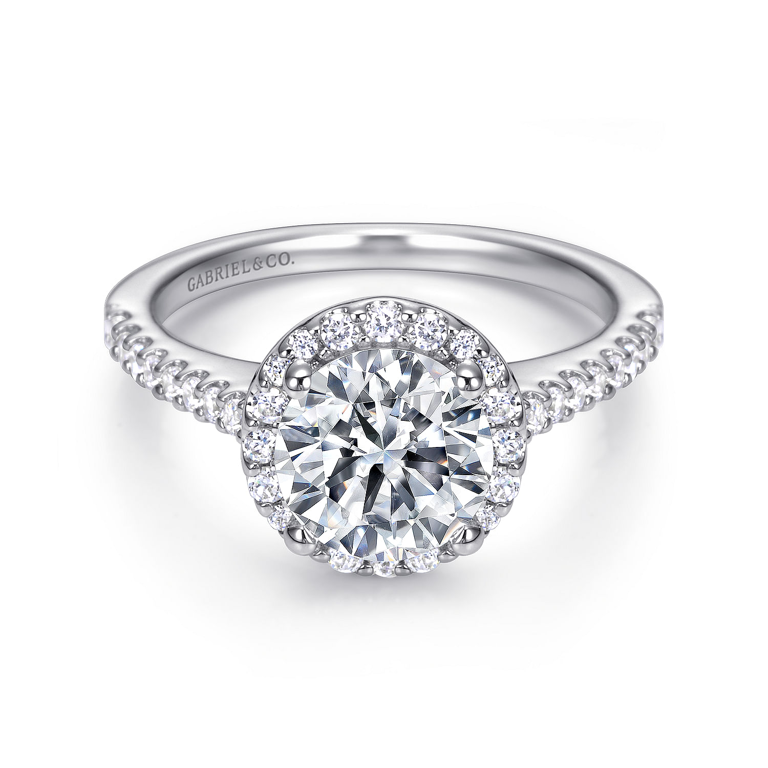 Carly - 14K White Gold Round Halo Diamond Engagement Ring