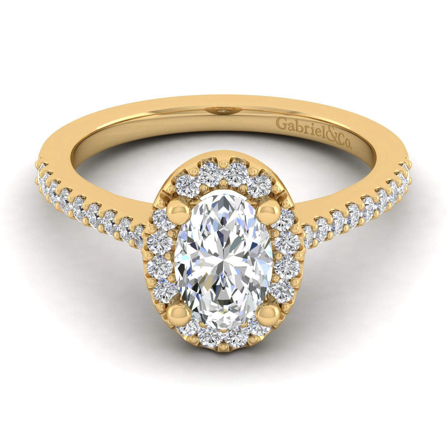 Carly - 14K Yellow Gold Oval Halo Diamond Engagement Ring