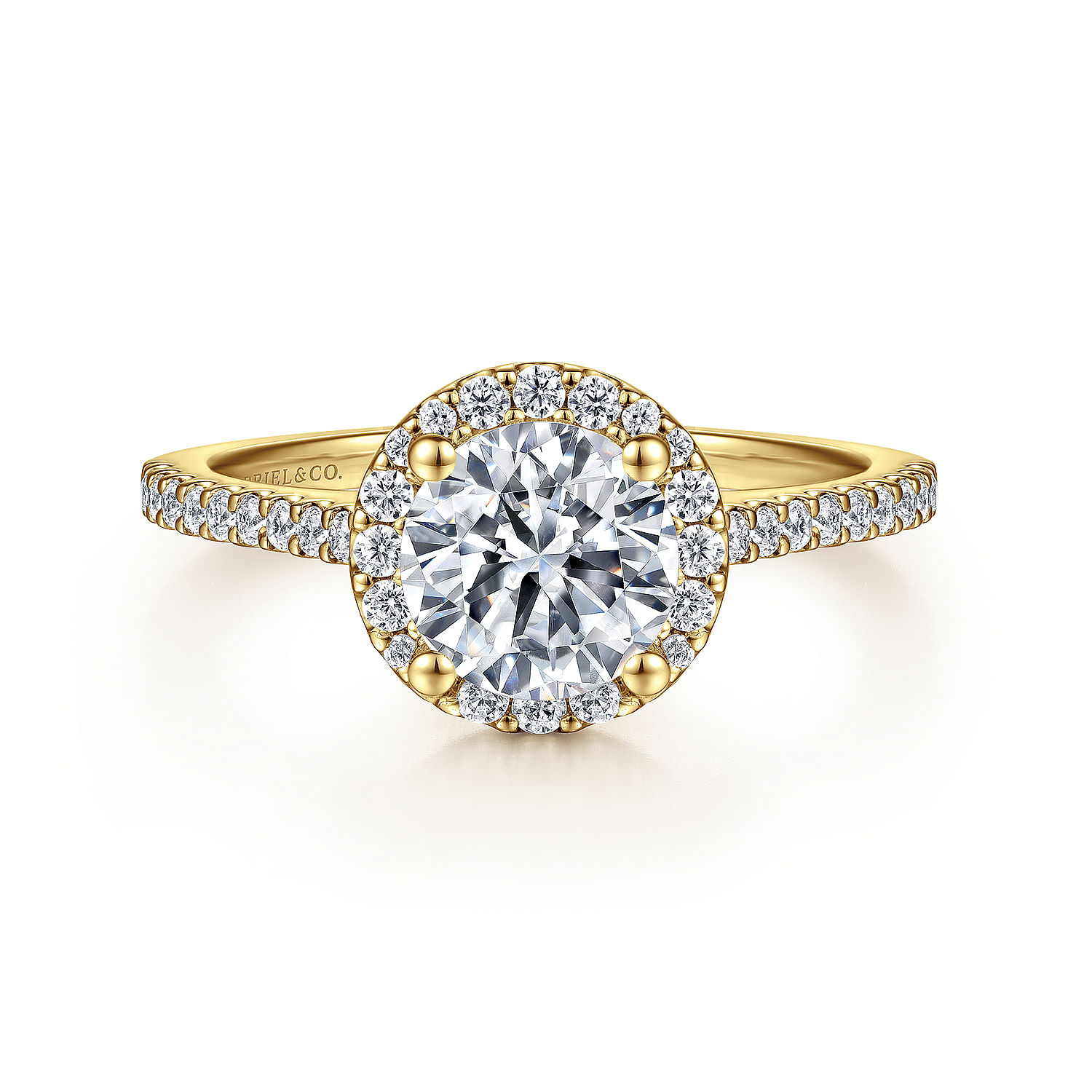 Carly - 14K Yellow Gold Round Halo Diamond Engagement Ring