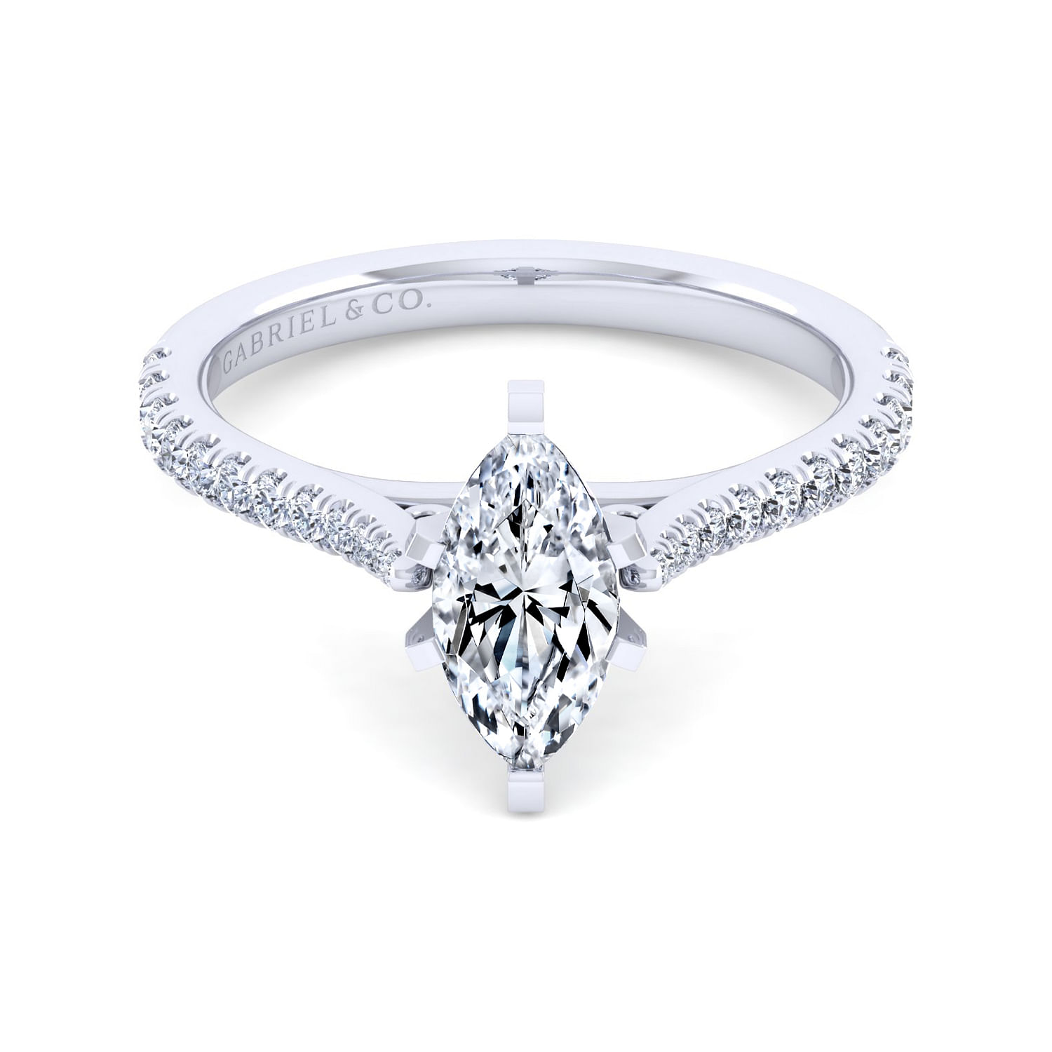 Casey - 14K White Gold Marquise Shape Diamond Engagement Ring