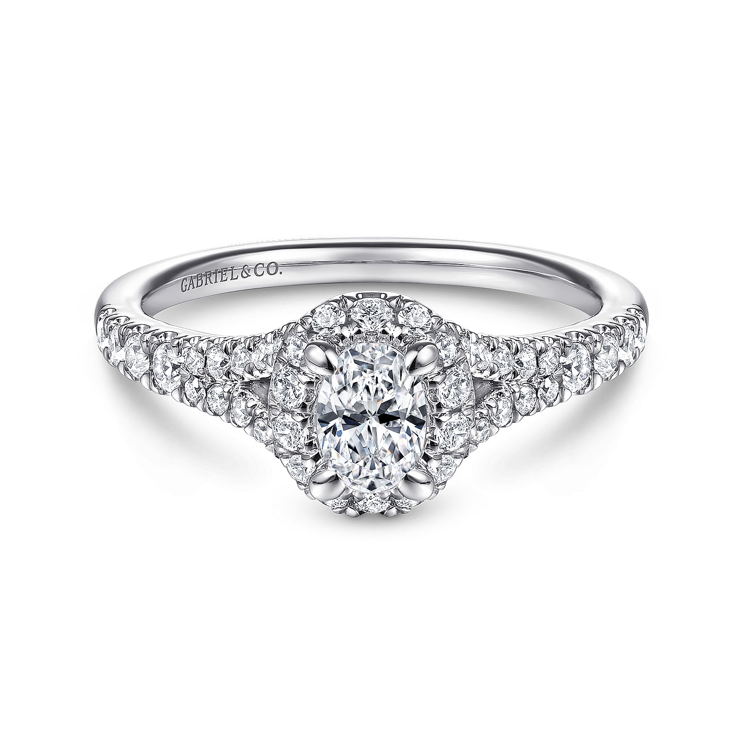 Catina - 14K White Gold Oval Halo Complete Diamond Engagement Ring