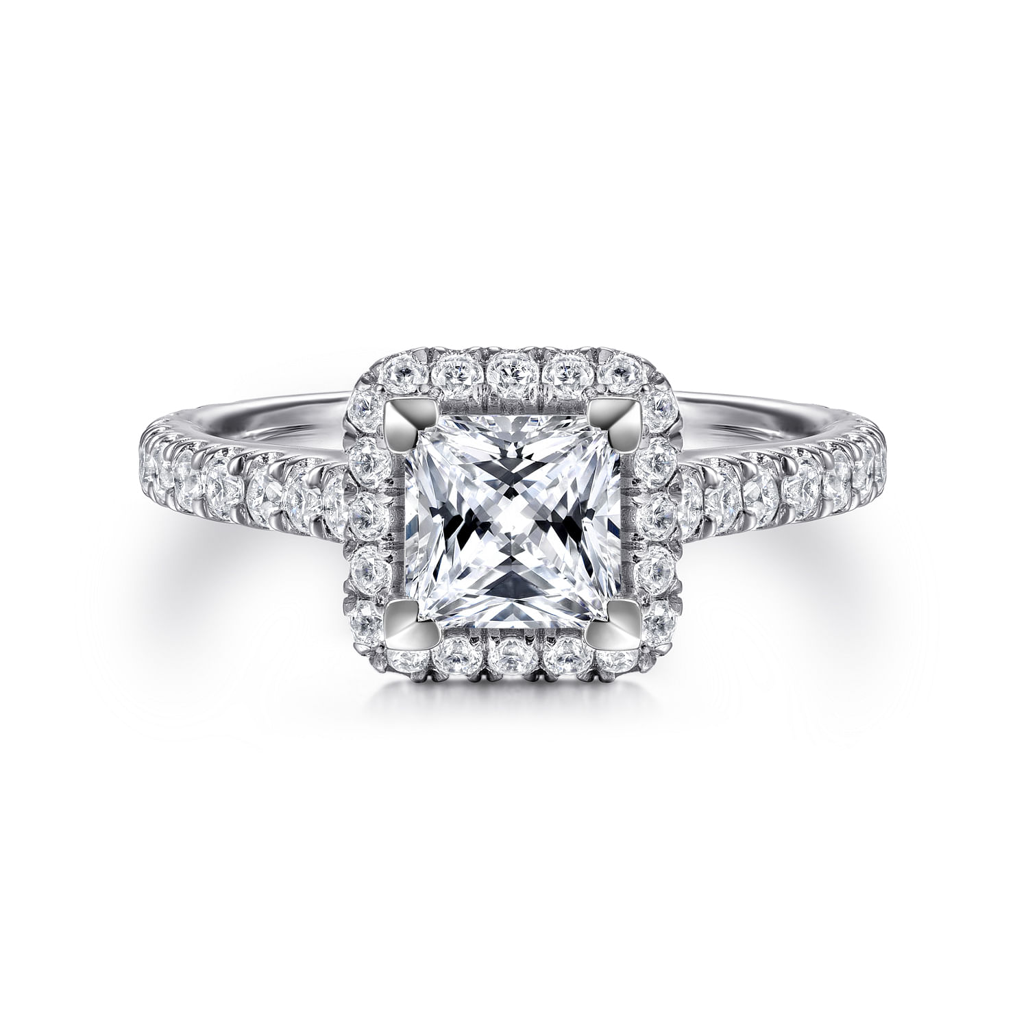 Cecily - 14K White Gold Princess Halo Diamond Engagement Ring