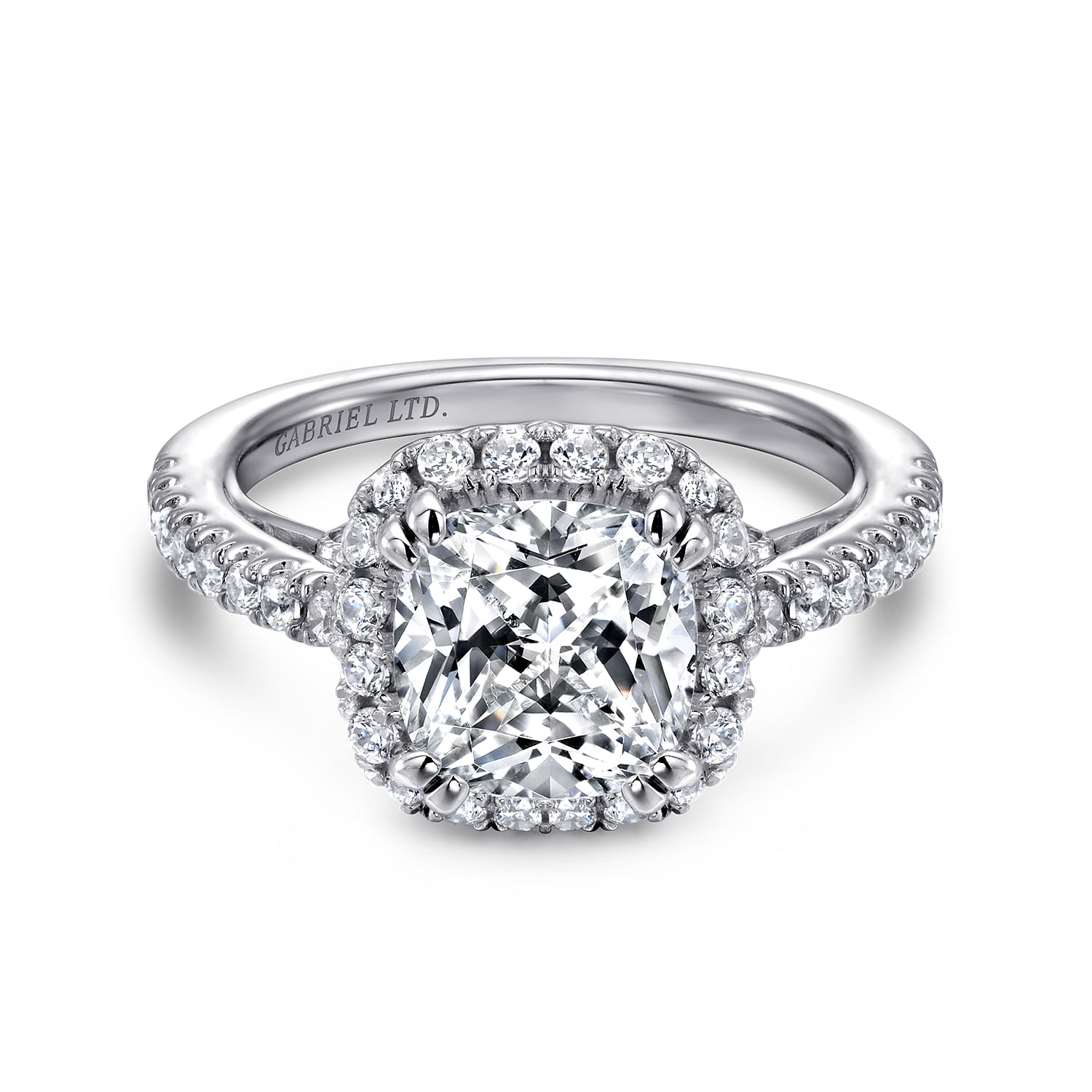 Ceira - 18K White Gold Cushion Halo Diamond Engagement Ring