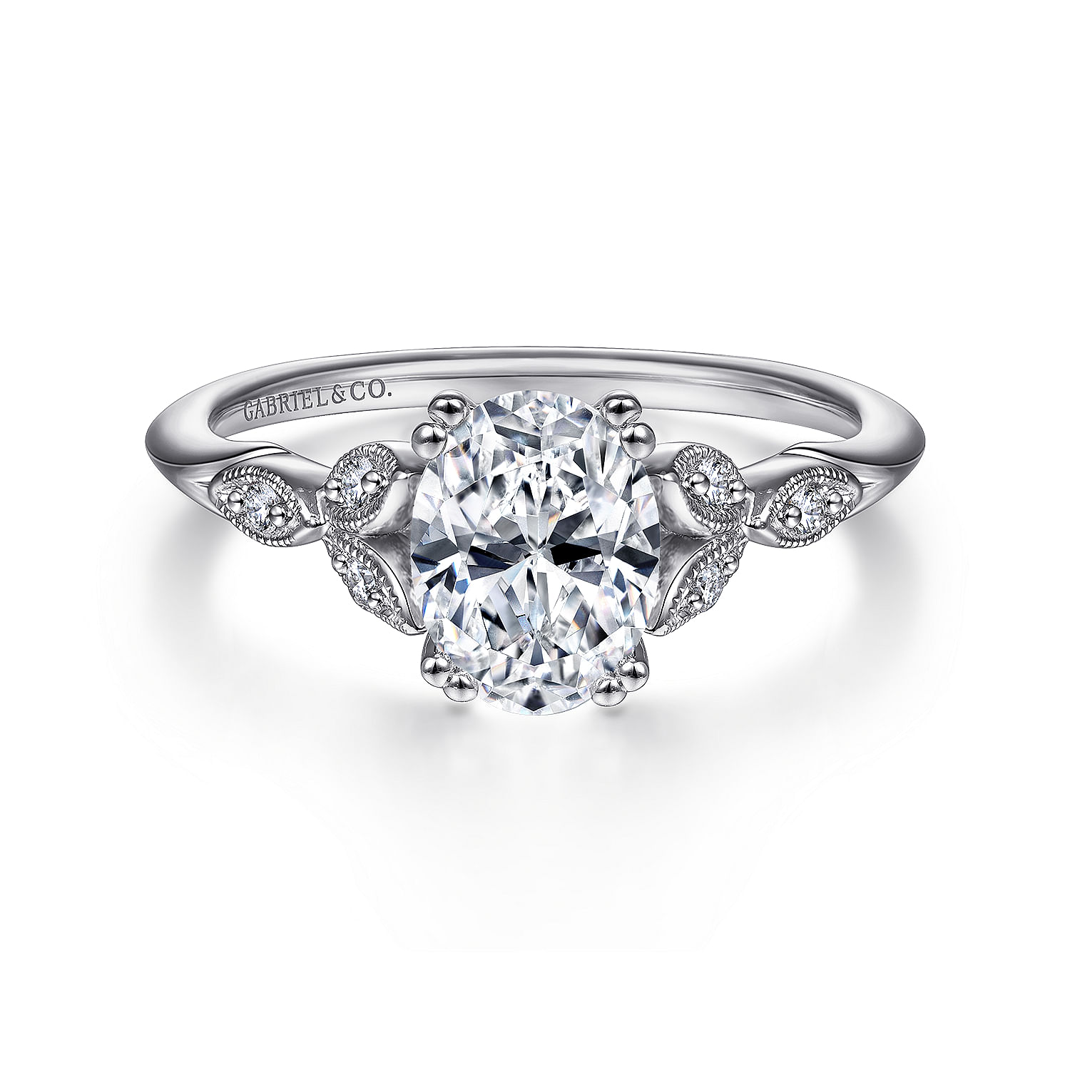Celia - 14K White Gold Oval Diamond Engagement Ring
