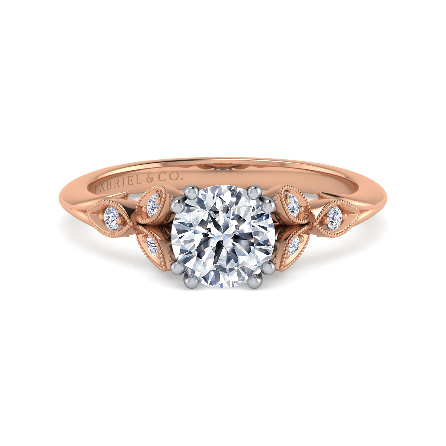 Celia - 14K White-Rose Gold Oval Diamond Engagement Ring