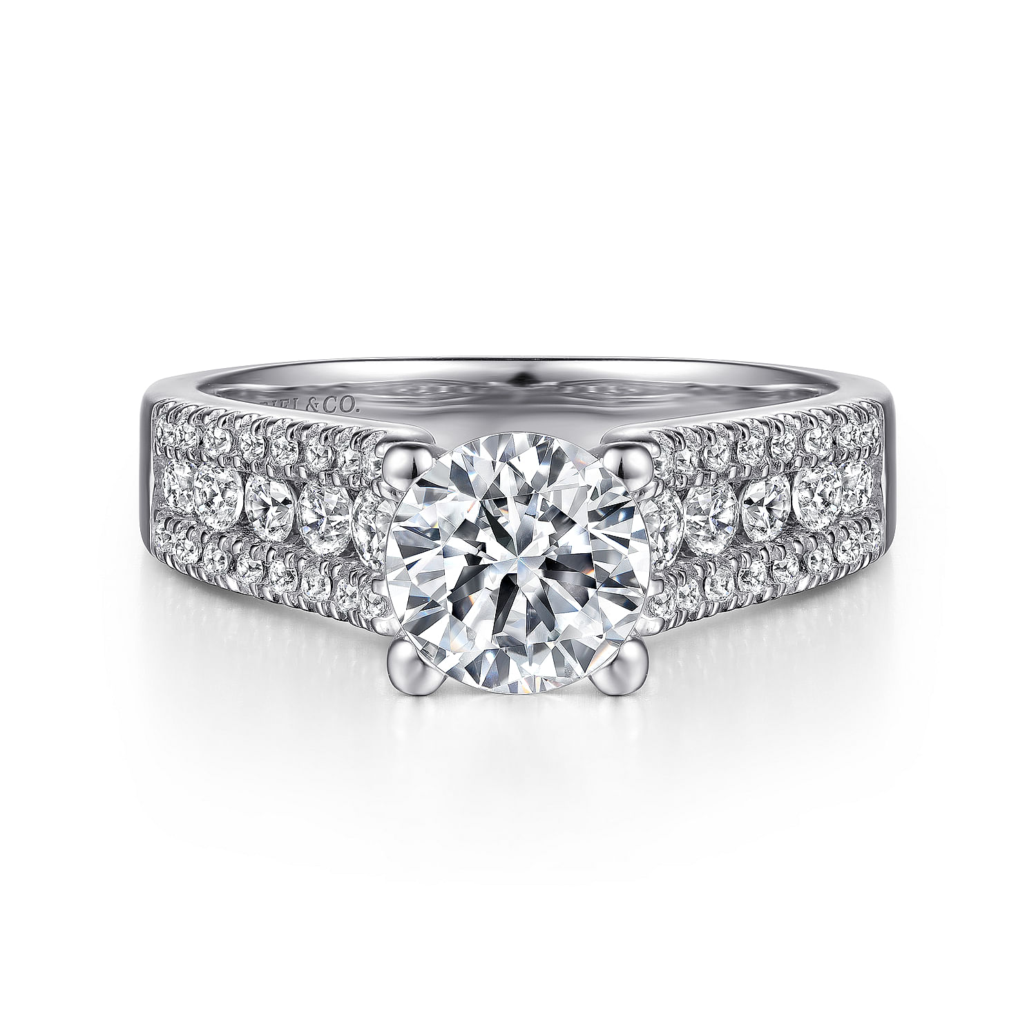 Channing - Platinum Wide Band Round Diamond Engagement Ring