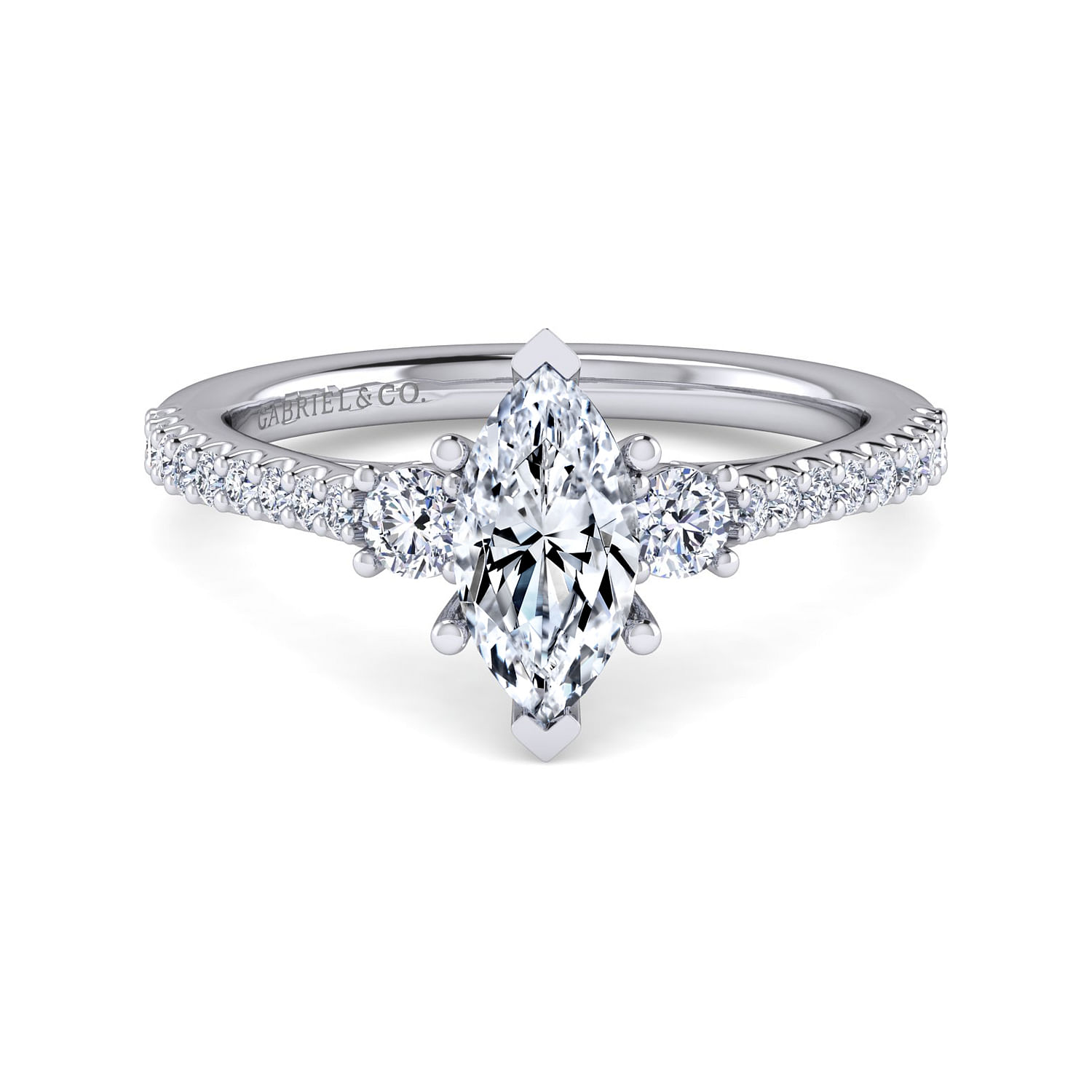 Chantal - Platinum Marquise Shape Three Stone Diamond Engagement Ring