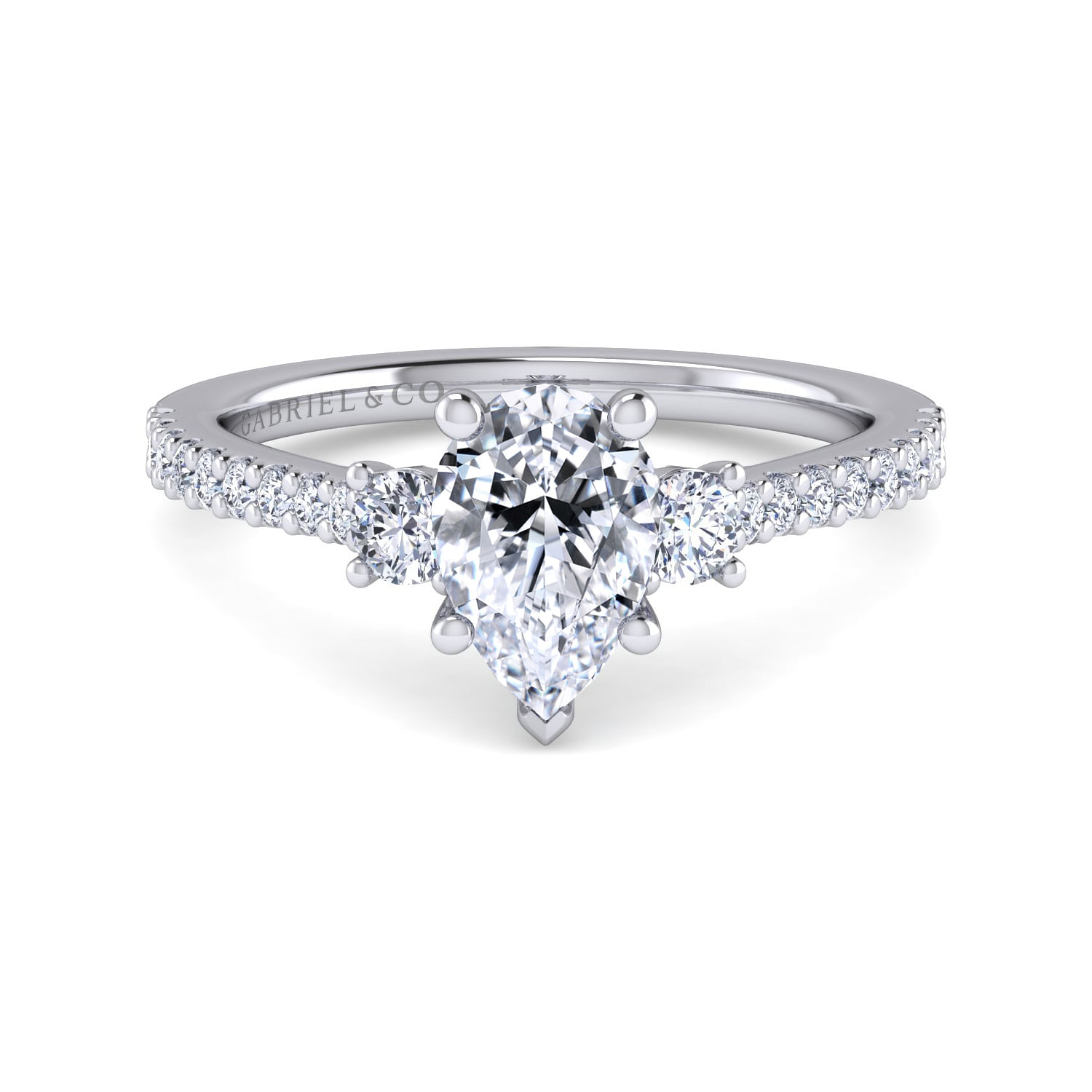 Chantal - Platinum Pear Shape Three Stone Diamond Engagement Ring