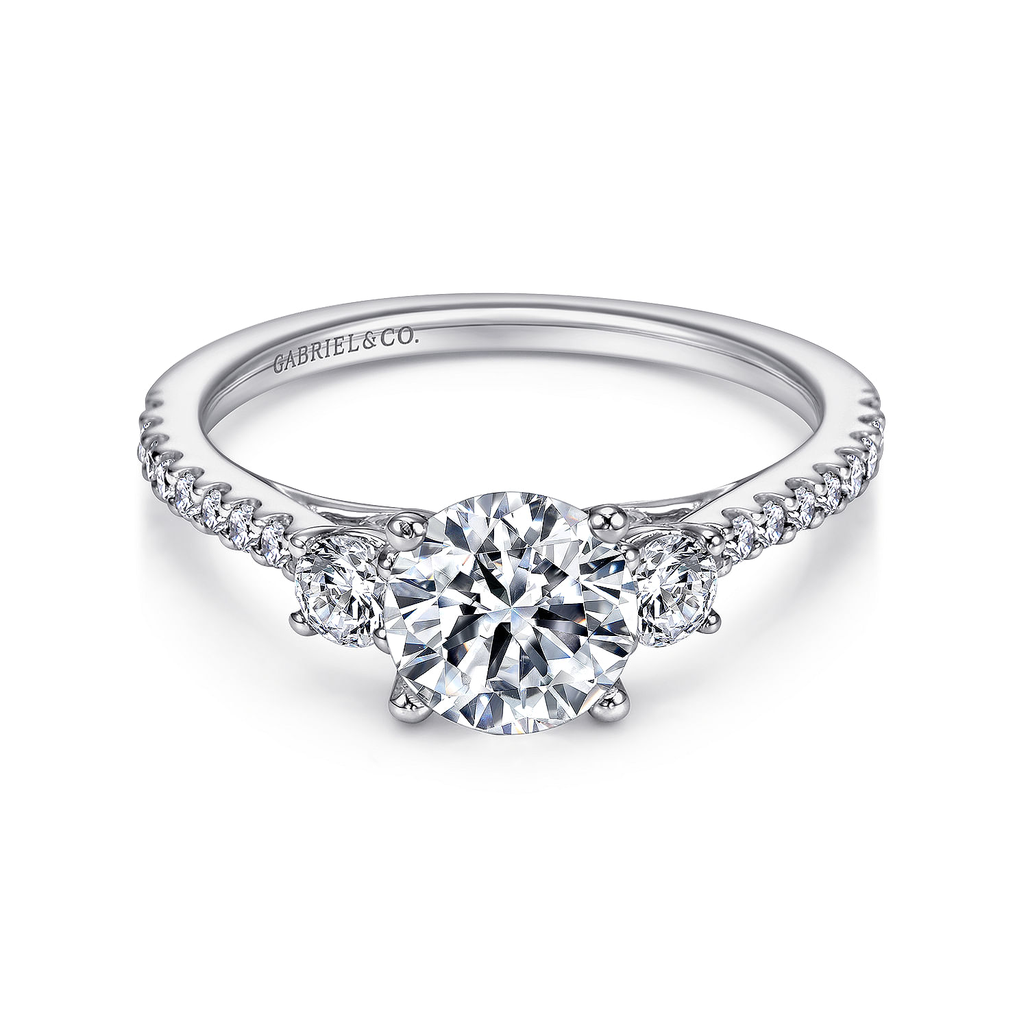 Chantal - Platinum Round Three Stone Diamond Engagement Ring