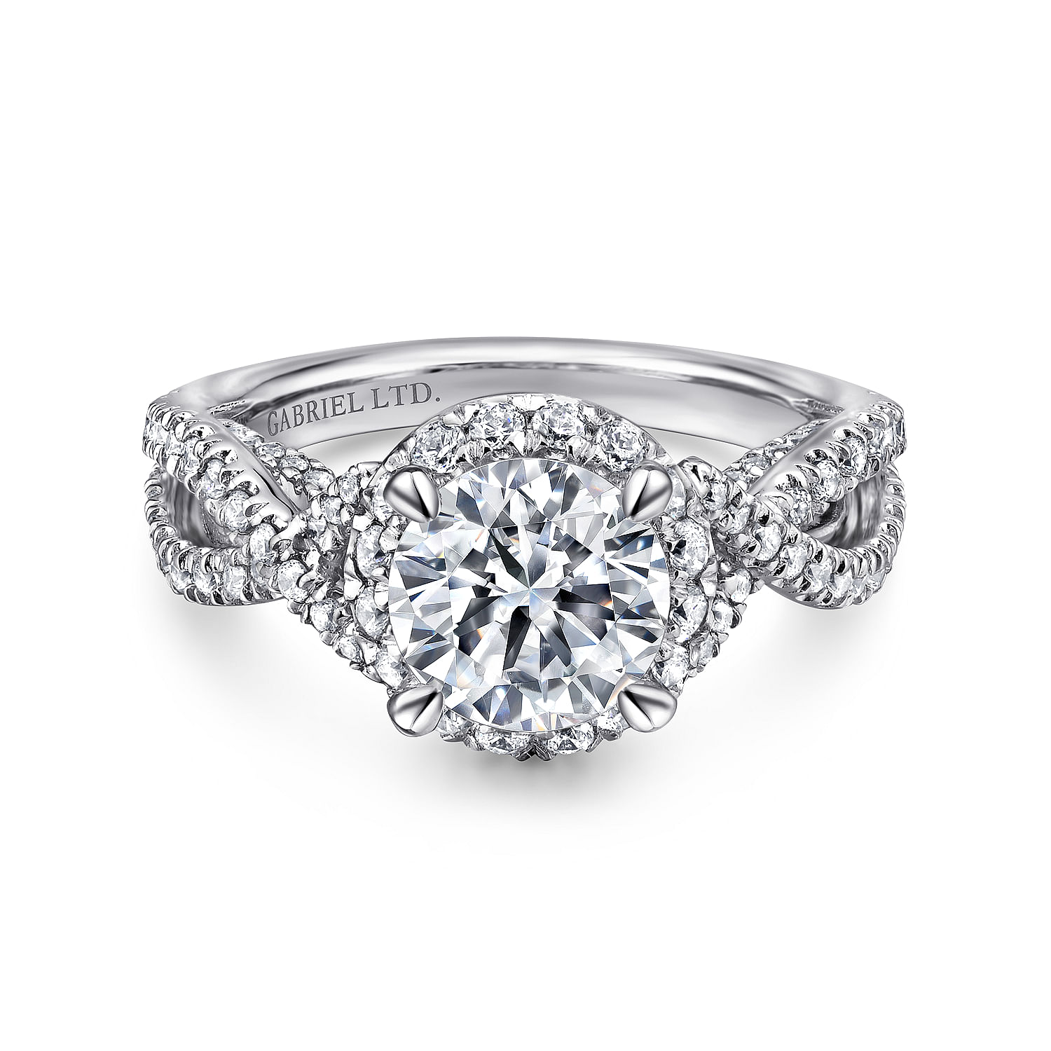 Charlize - 18K White Gold Round Halo Diamond Engagement Ring