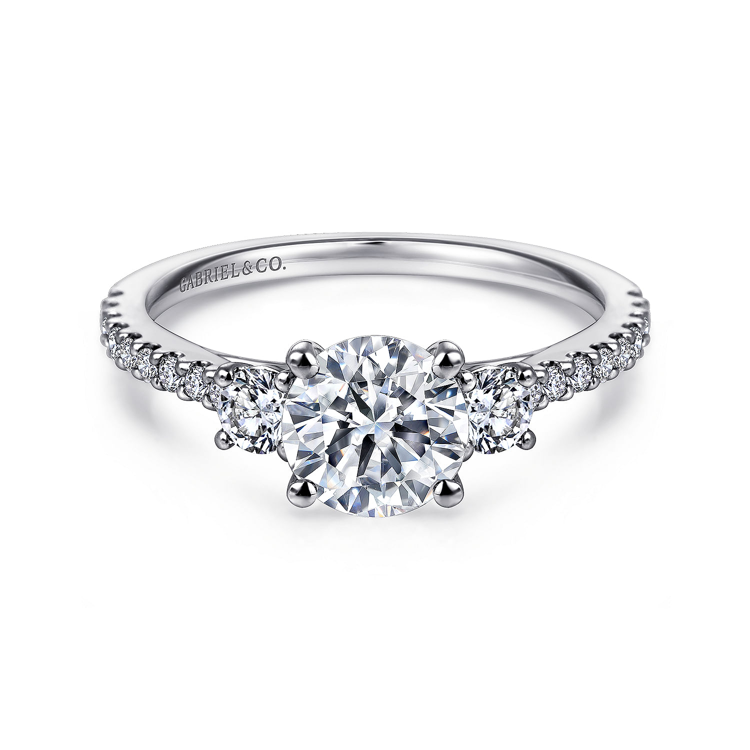 Cherize - Platinum Round Three Stone Diamond Engagement Ring