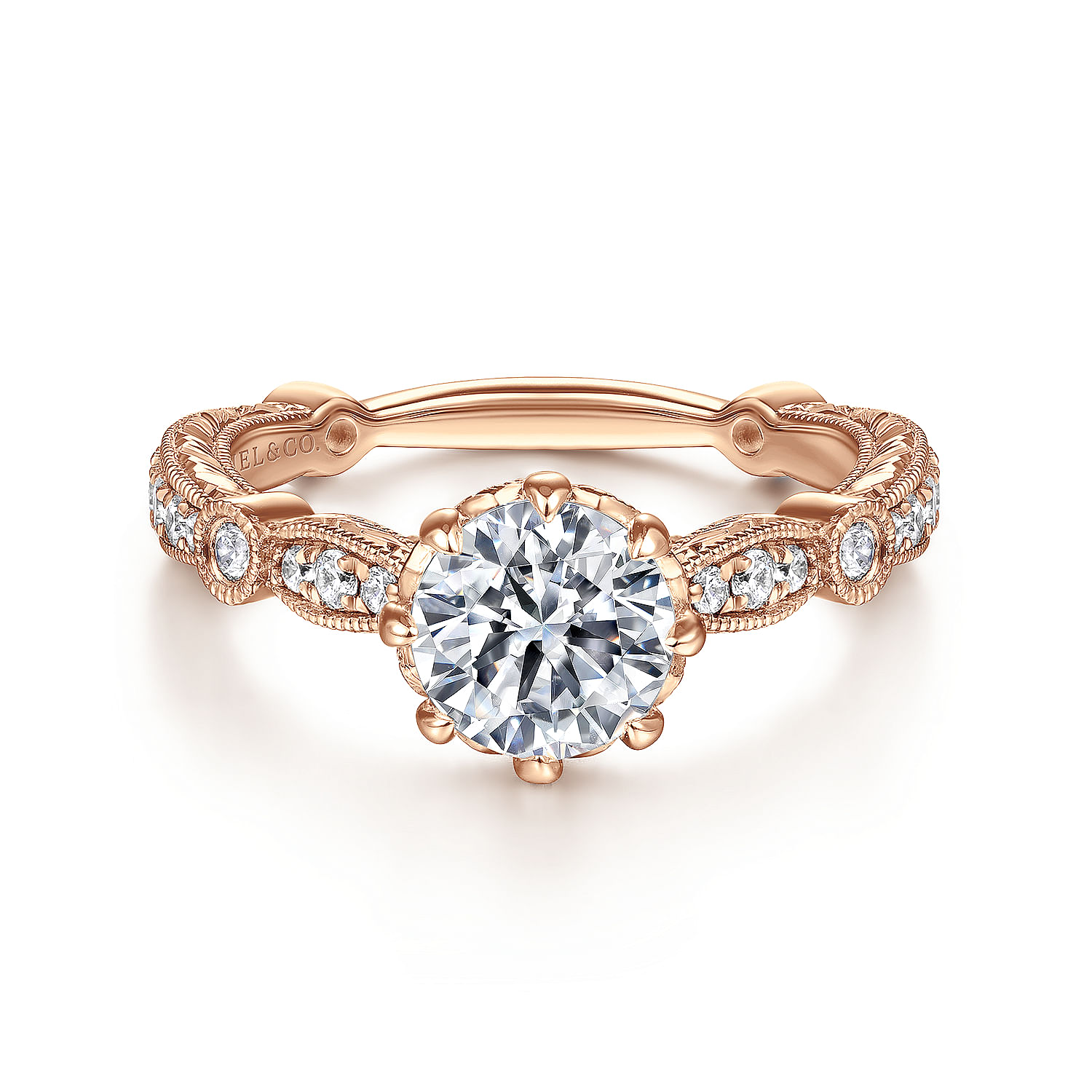 Cheyenne - 14K Rose Gold Round Diamond Engagement Ring