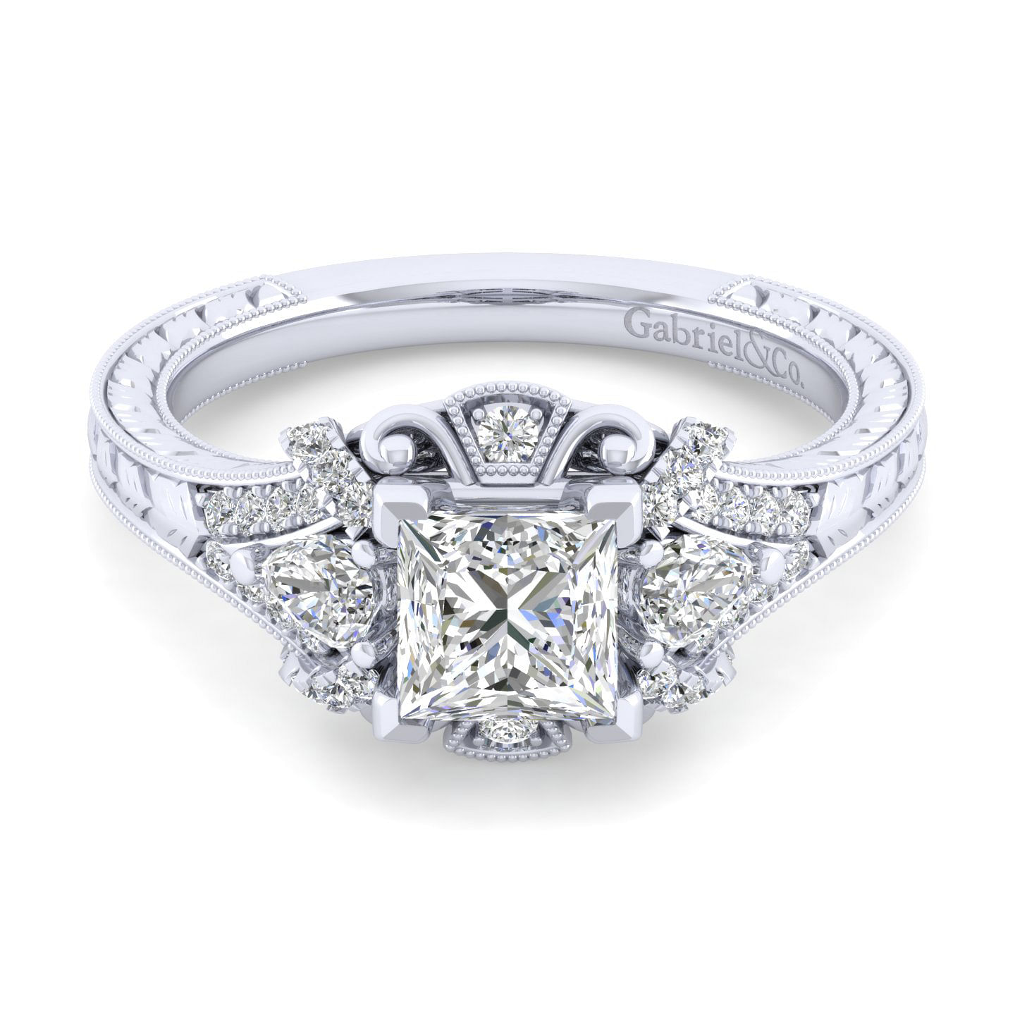 Chrystie - 14K White Gold Princess Cut Diamond Engagement Ring
