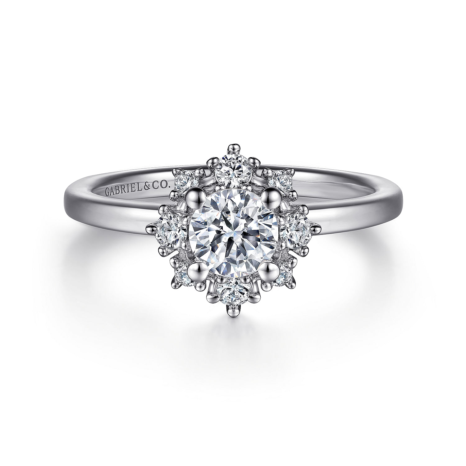 Clarise - Unique 14K White Gold Halo Diamond Engagement Ring