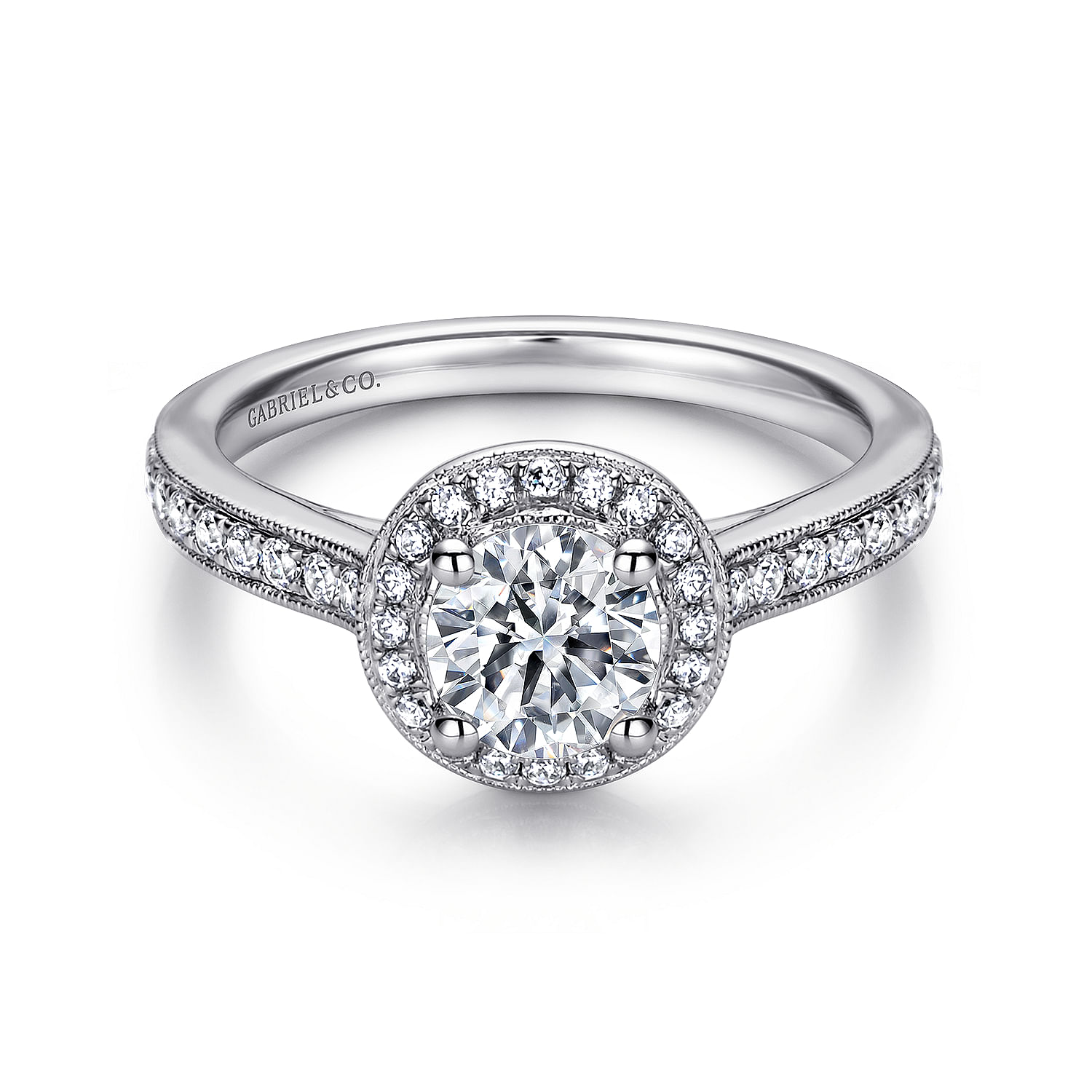 Corinne - 14K White Gold Round Halo Diamond Engagement Ring