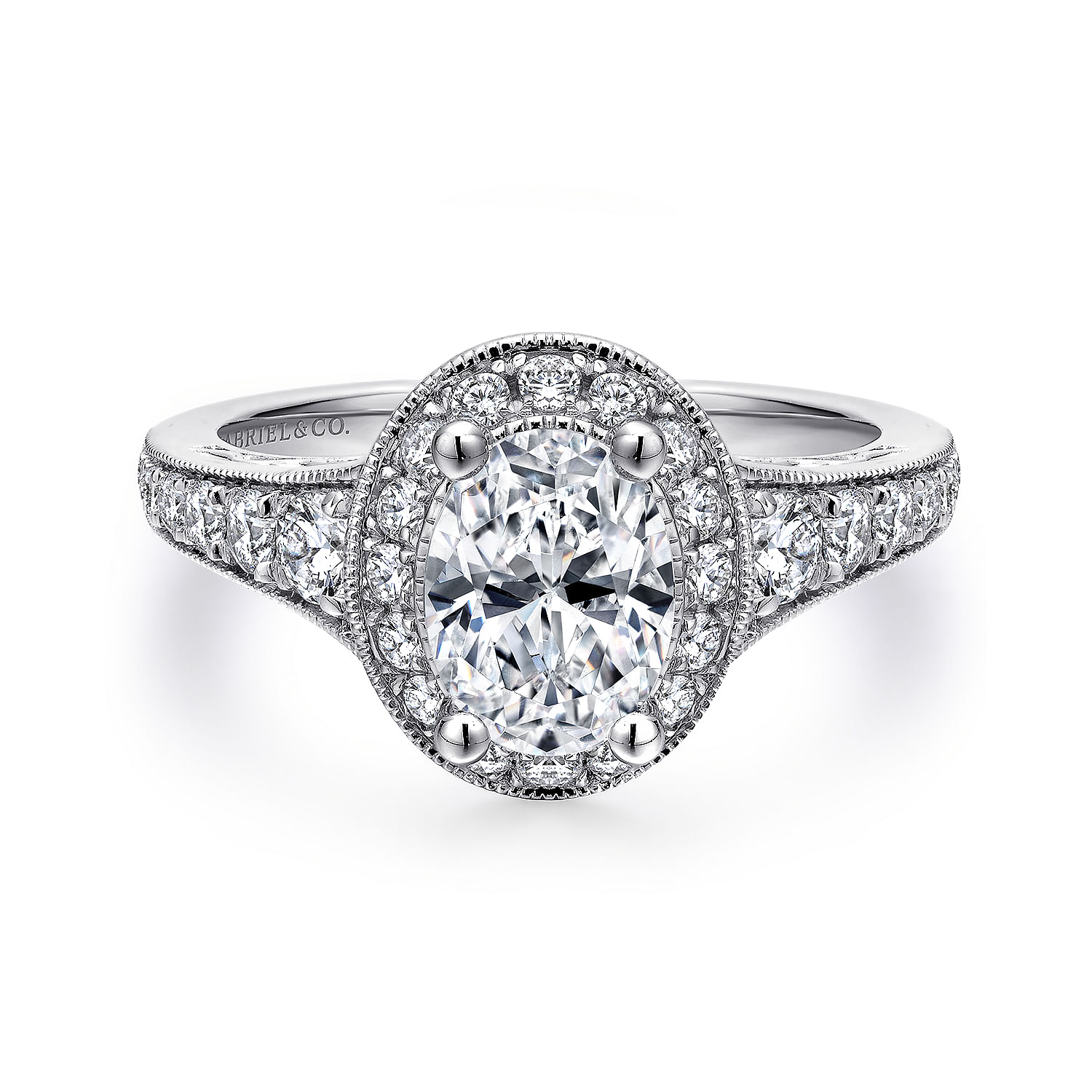 Cortlandt - Vintage Inspired Platinum Oval Halo Diamond Engagement Ring