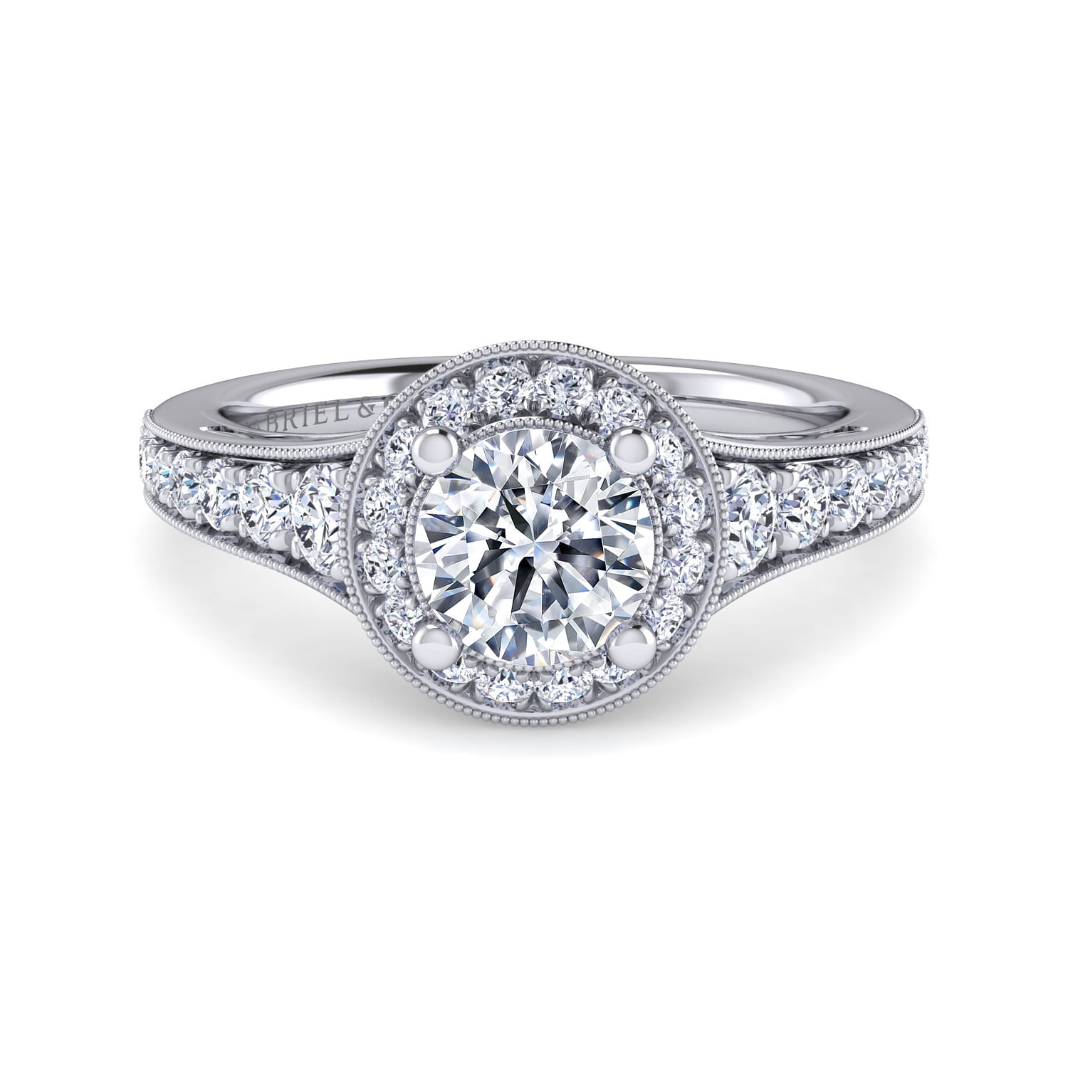 Cortlandt - Vintage Inspired Platinum Round Halo Diamond Engagement Ring
