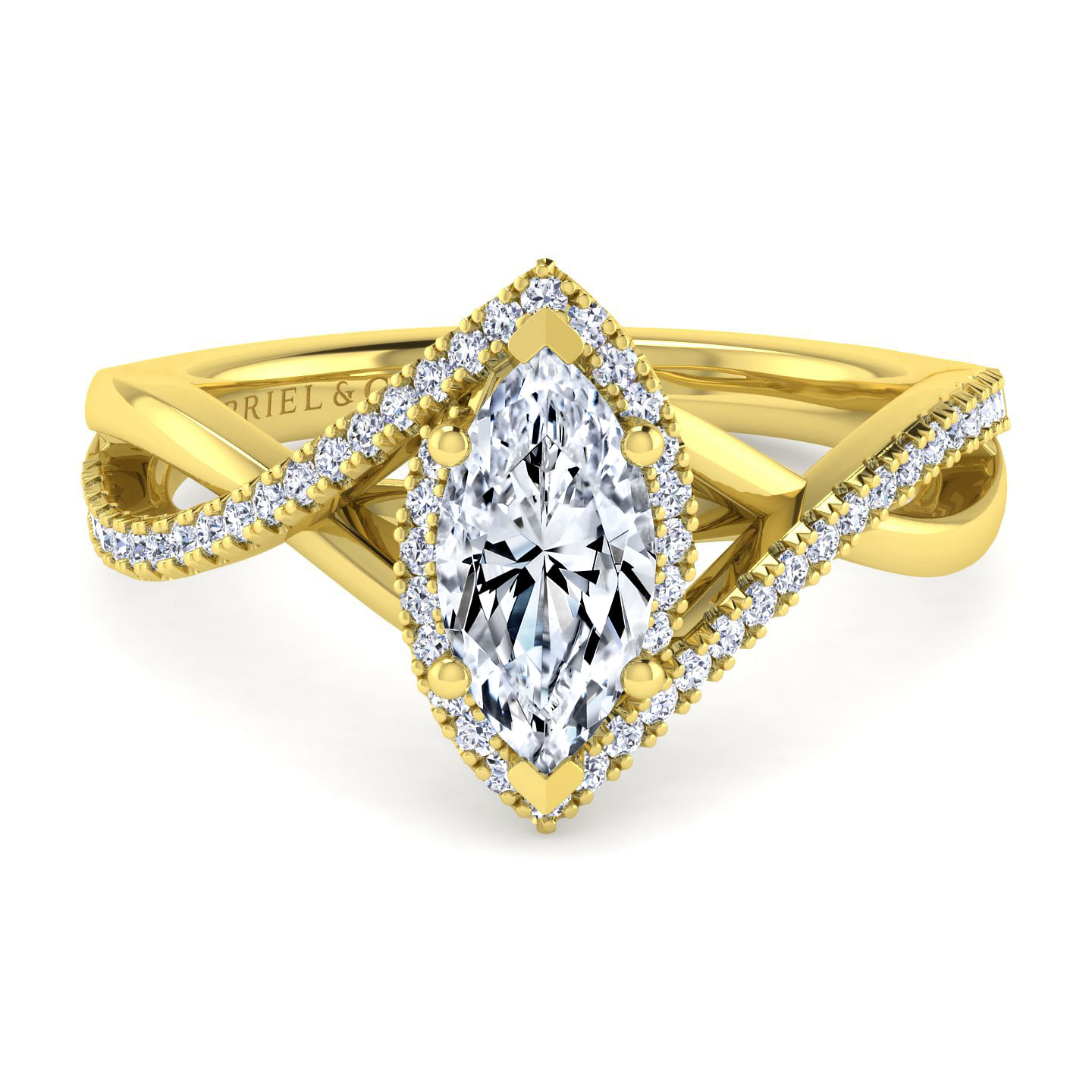 Courtney - 14K Yellow Gold Marquise Halo Diamond Engagement Ring