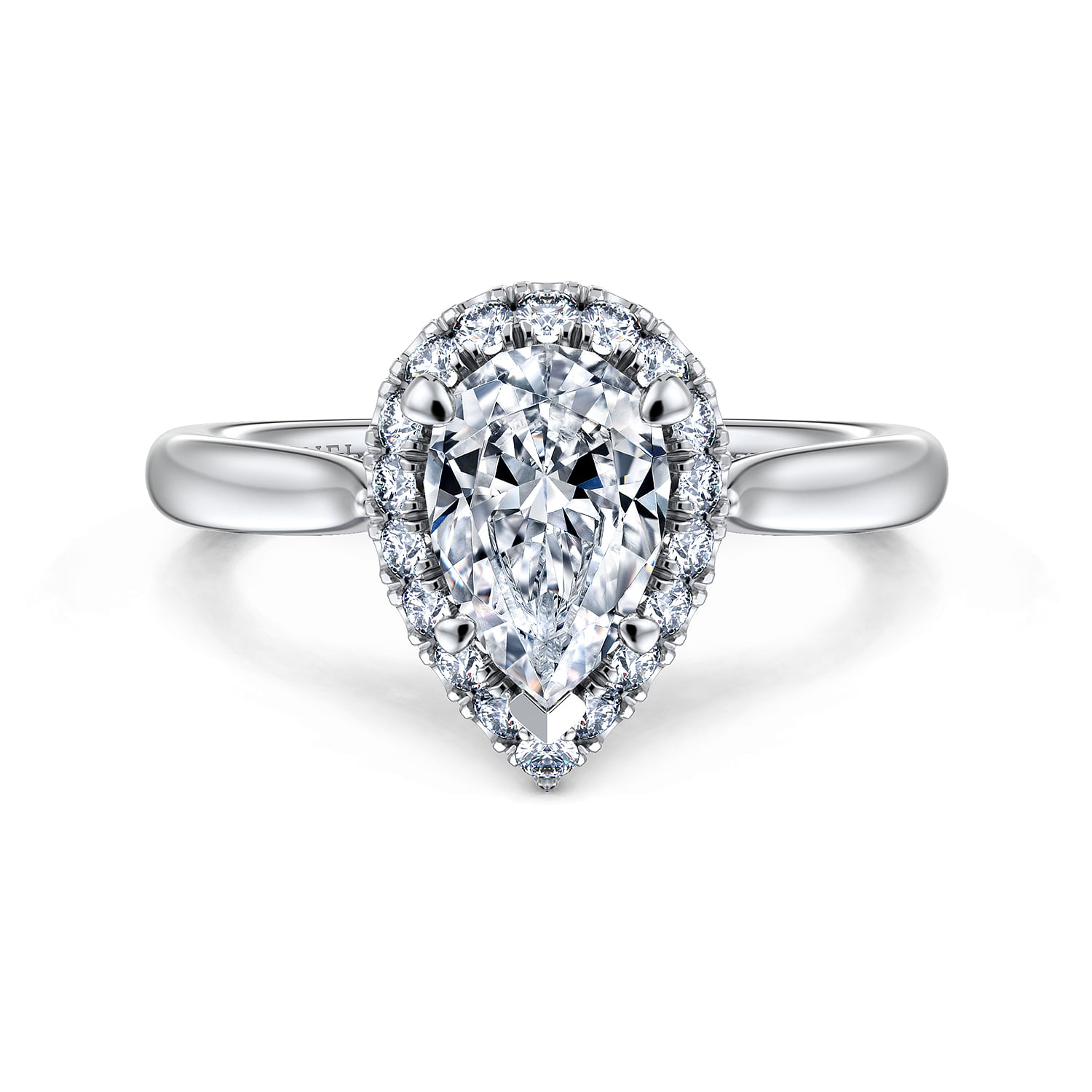 Cypress - 14K White Gold Pear Shape Halo Diamond Engagement Ring