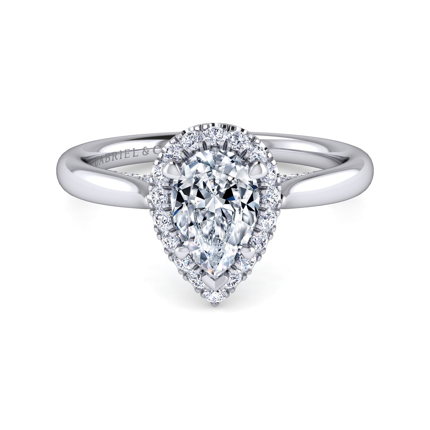 Cypress - Platinum Pear Shape Halo Diamond Engagement Ring