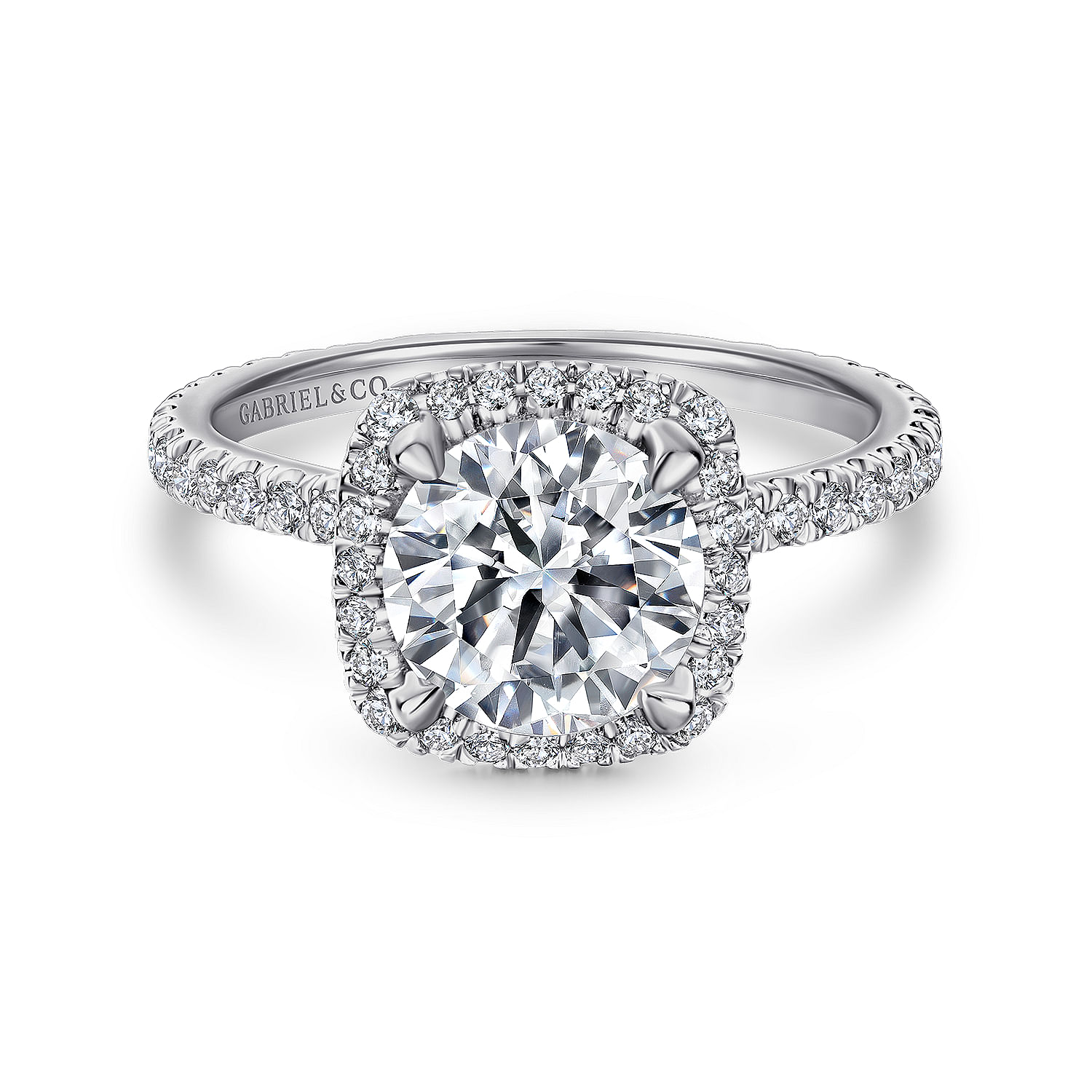 Daffodil - Platinum Round Halo Diamond Engagement Ring