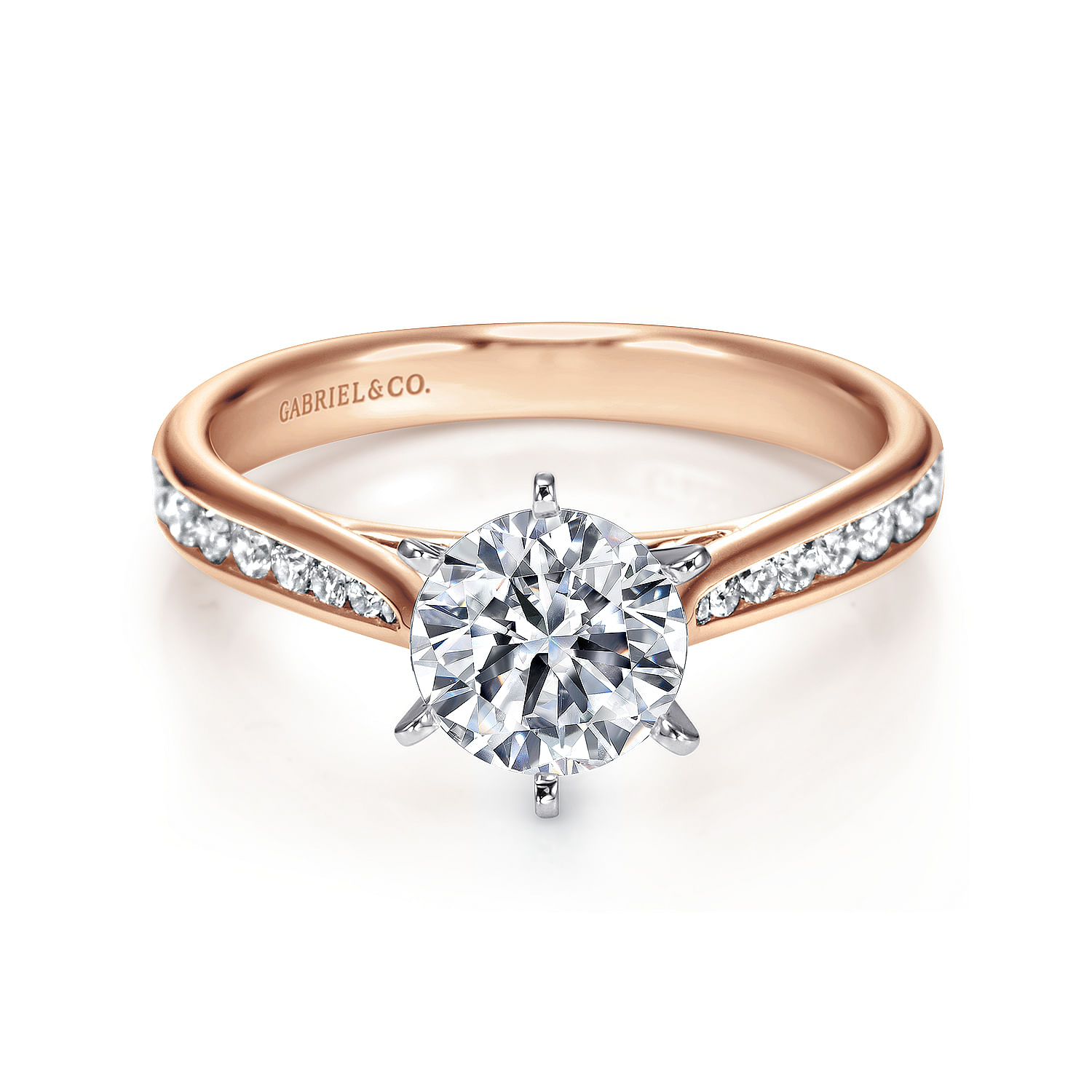 Danielle - 14K White-Rose Gold Round Diamond Engagement Ring