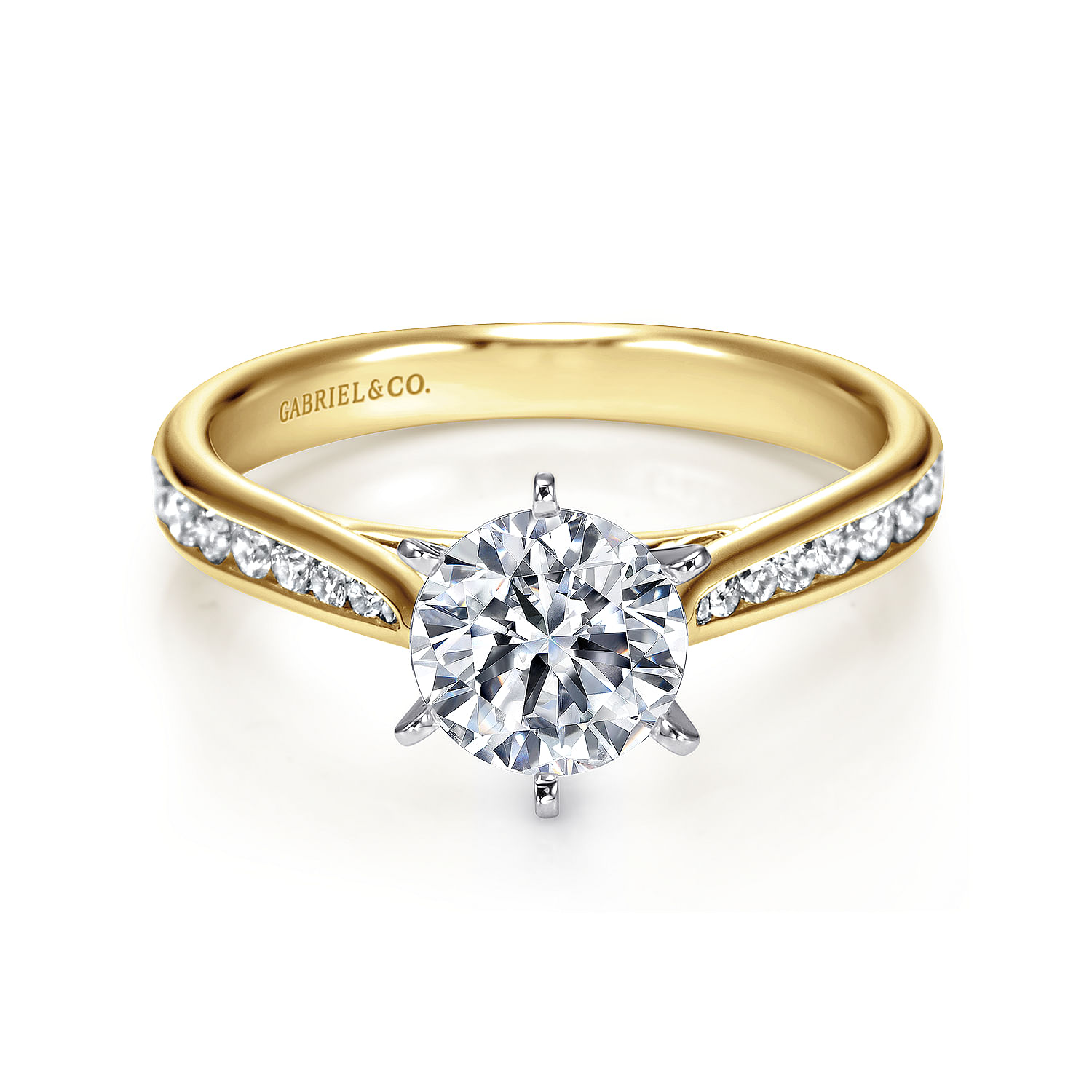 Danielle - 14K White-Yellow Gold Round Diamond Engagement Ring