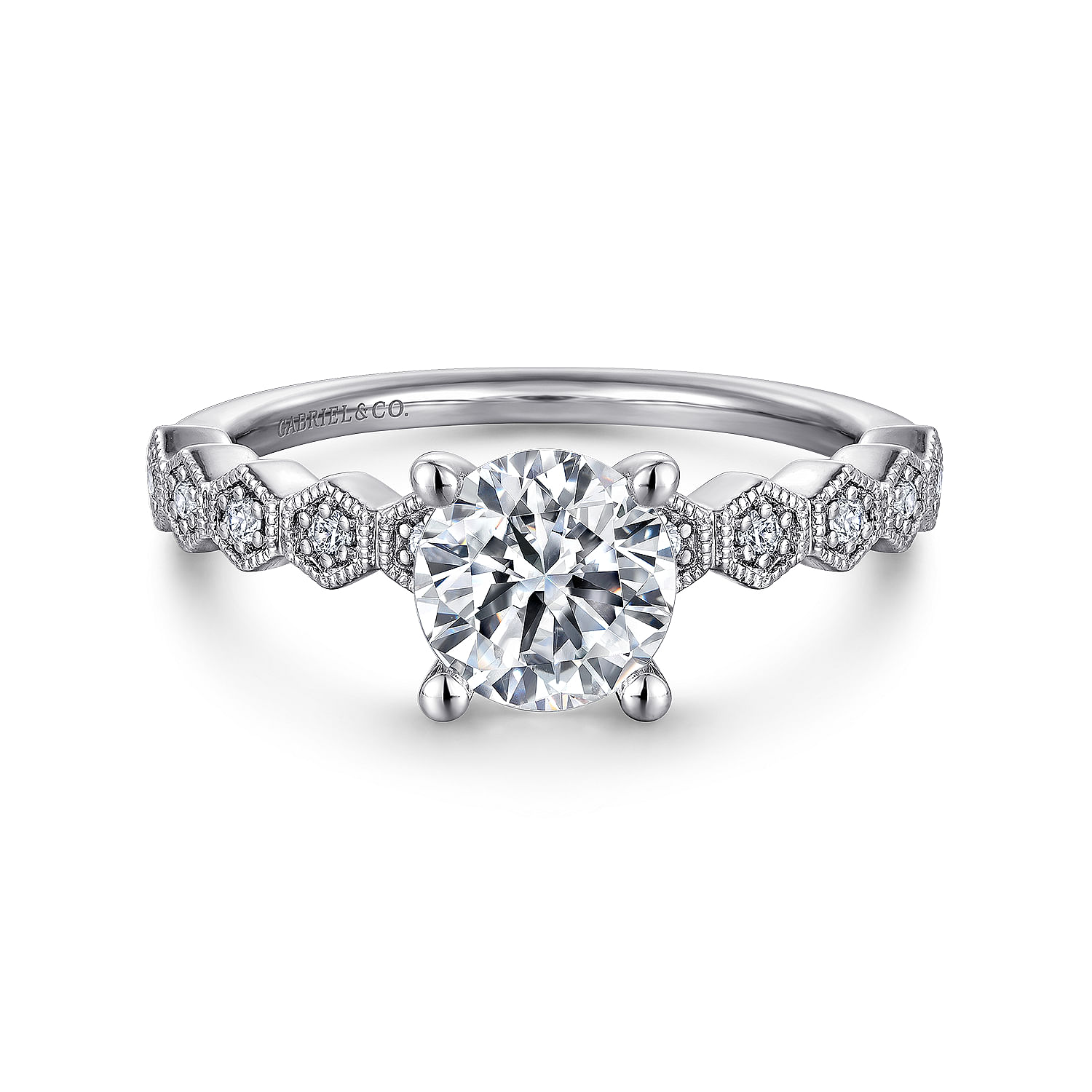 Dawson - 14K White Gold Round Diamond Engagement Ring