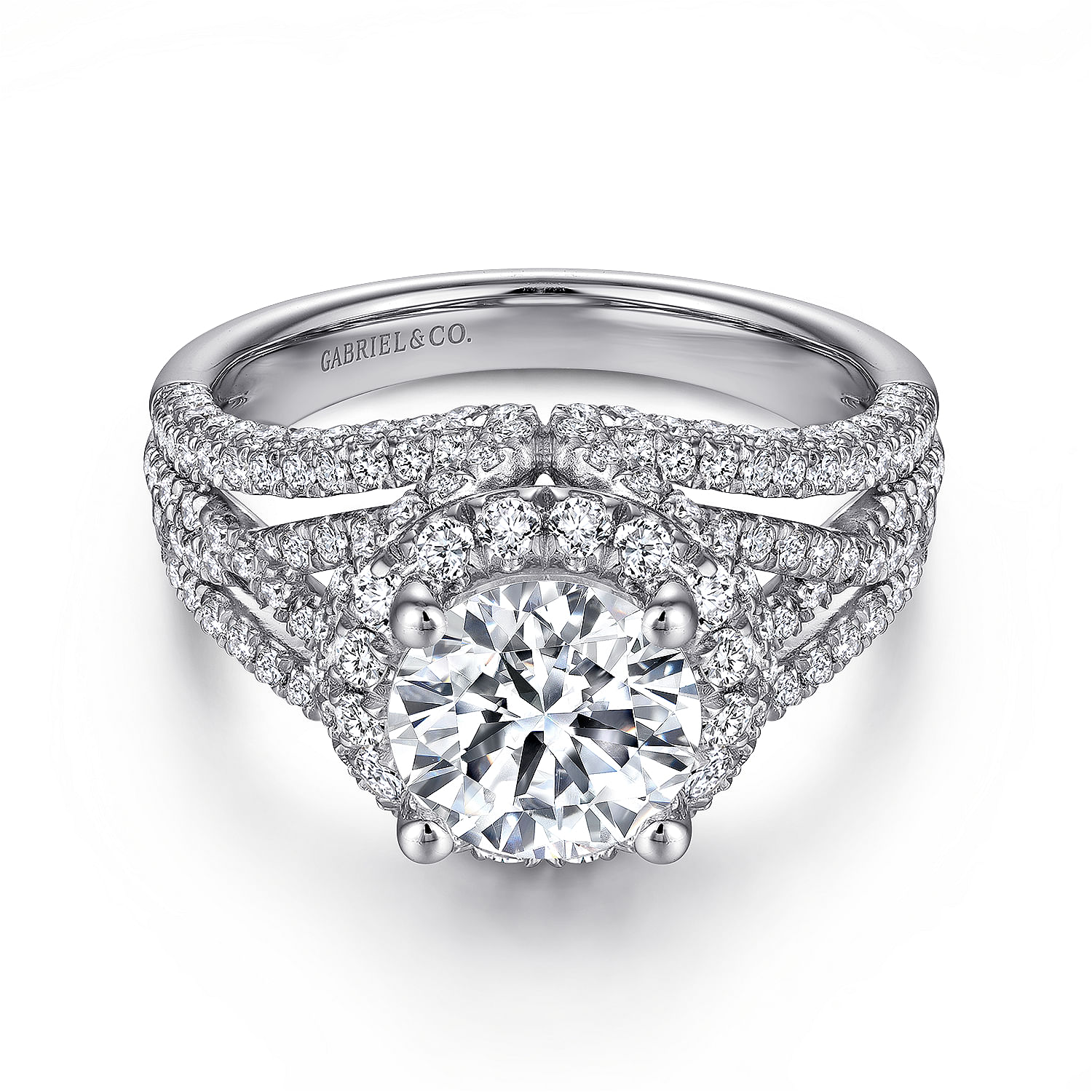 Delicacy - 14k White Gold Round Halo Diamond Engagement Ring