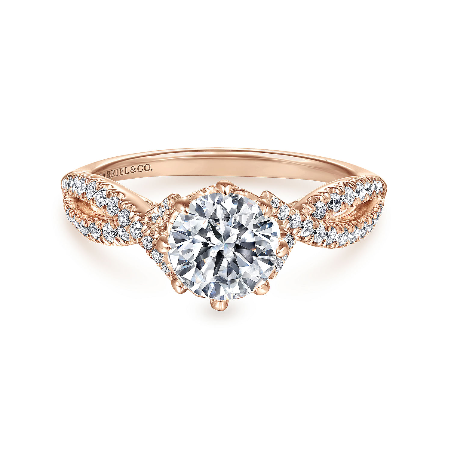Dixon - 14K Rose Gold Round Diamond Engagement Ring