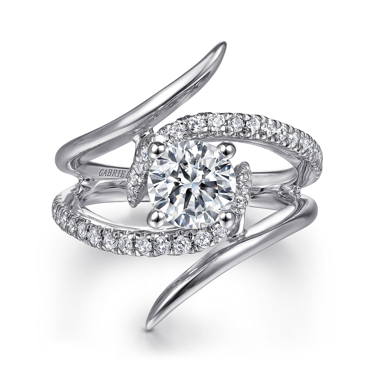 Duet - 14K White Gold Round Diamond Engagement Ring