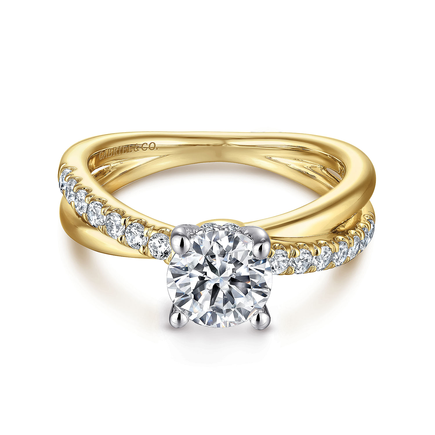 Elliana - 14K White-Yellow Gold Round Diamond Engagement Ring