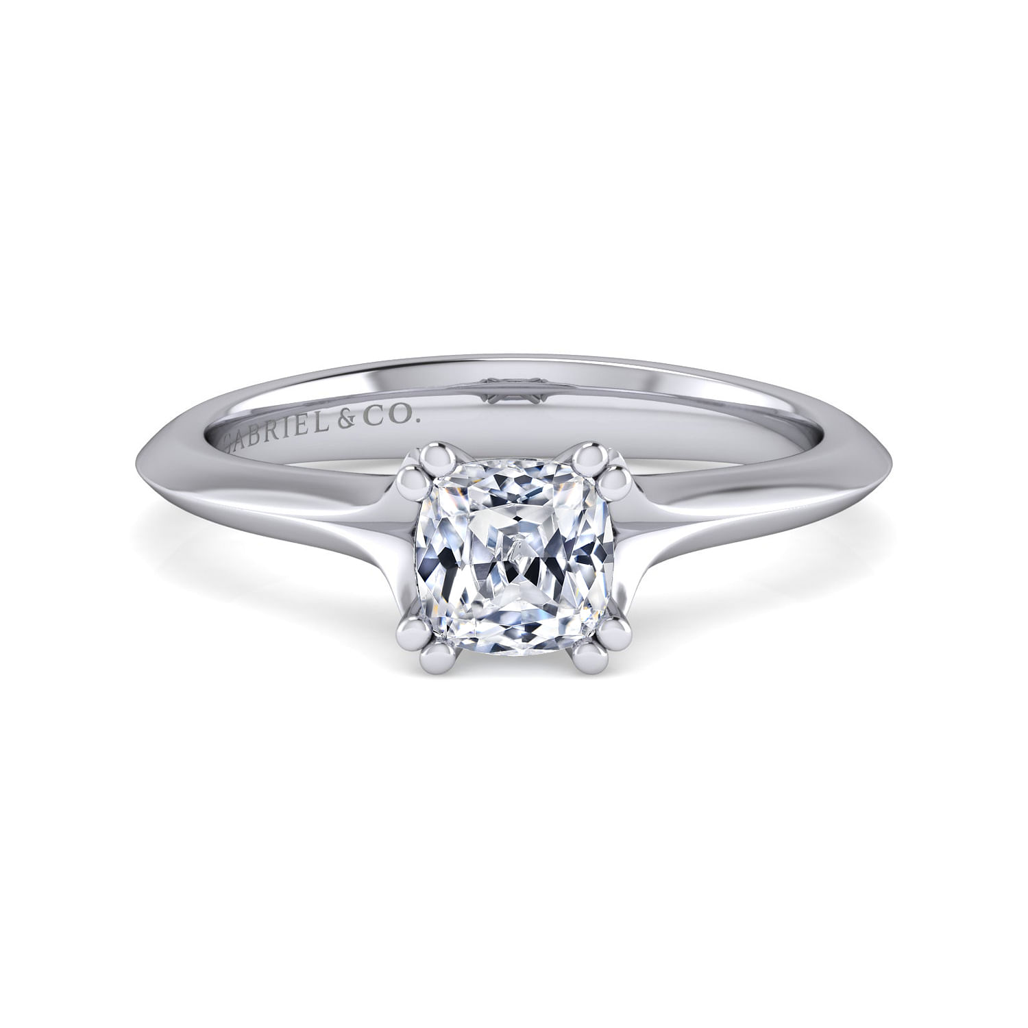 Ellis - 14K White Gold Cushion Cut Diamond Engagement Ring