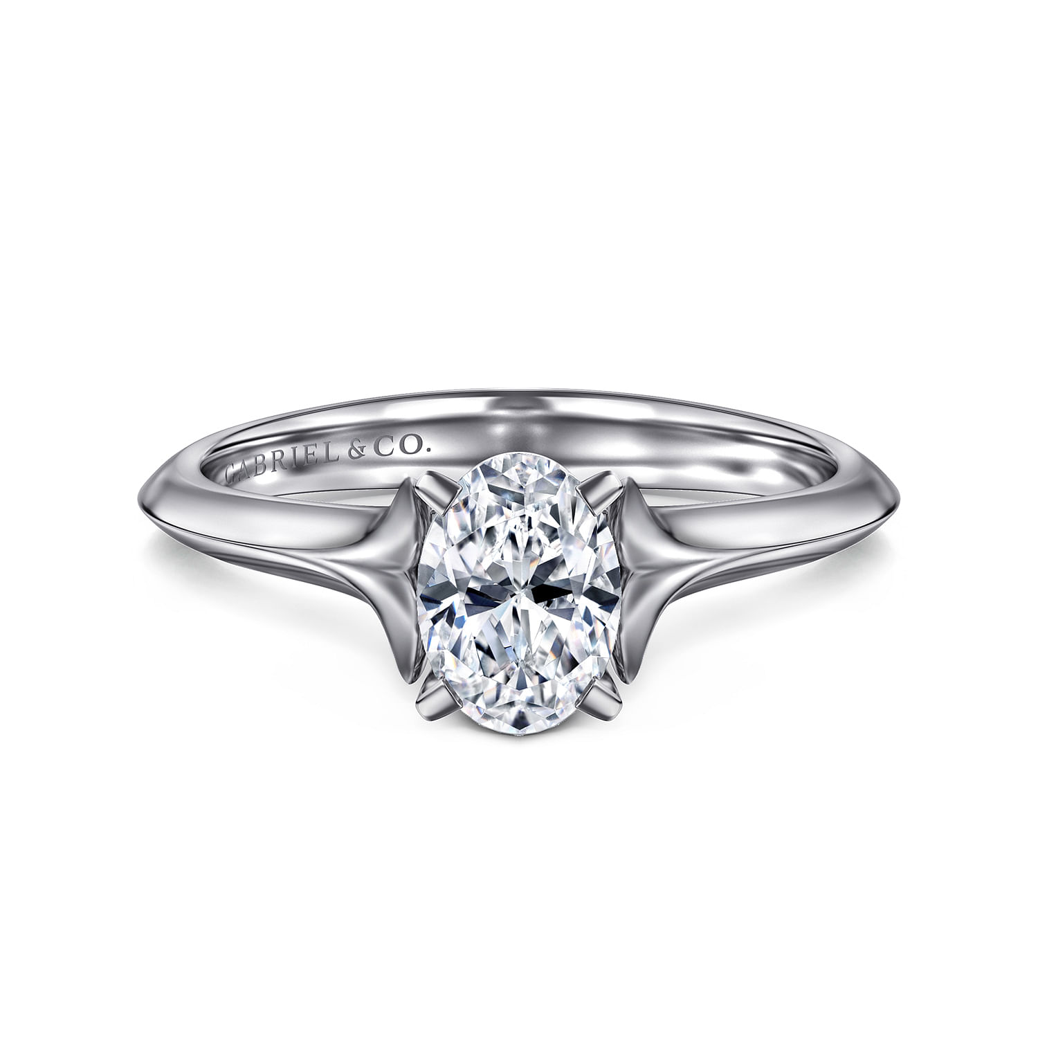 Ellis - 14K White Gold Oval Diamond Engagement Ring