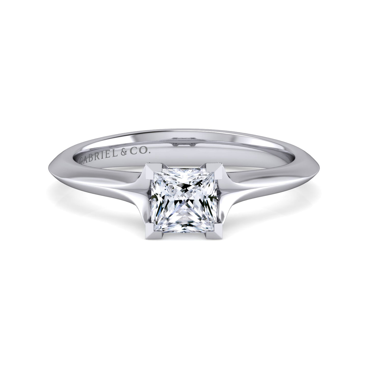 Ellis - 14K White Gold Princess Cut Diamond Engagement Ring