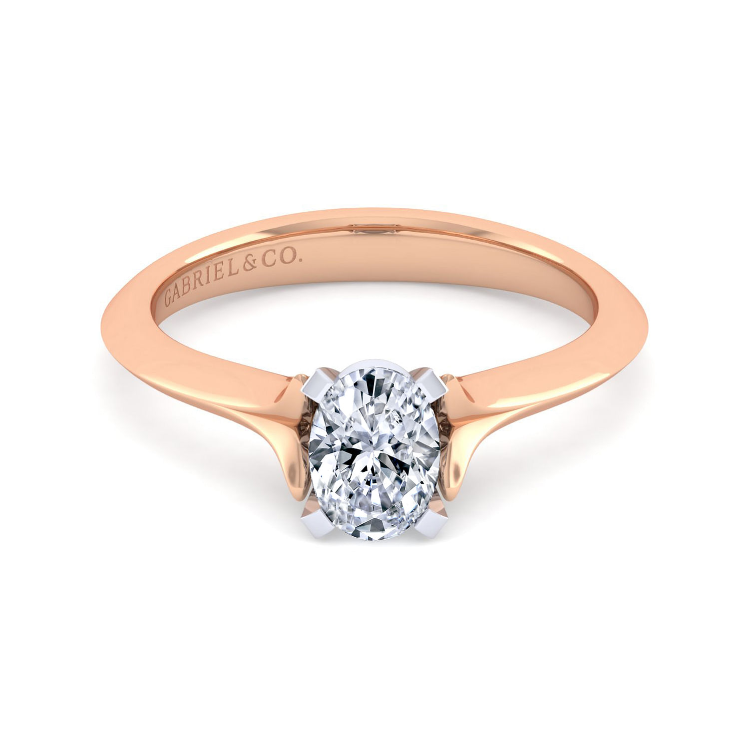Ellis - 14K White-Rose Gold Oval Diamond Engagement Ring