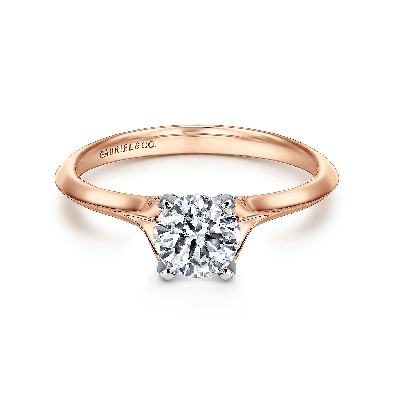 Ellis - 14K White-Rose Gold Round Diamond Engagement Ring