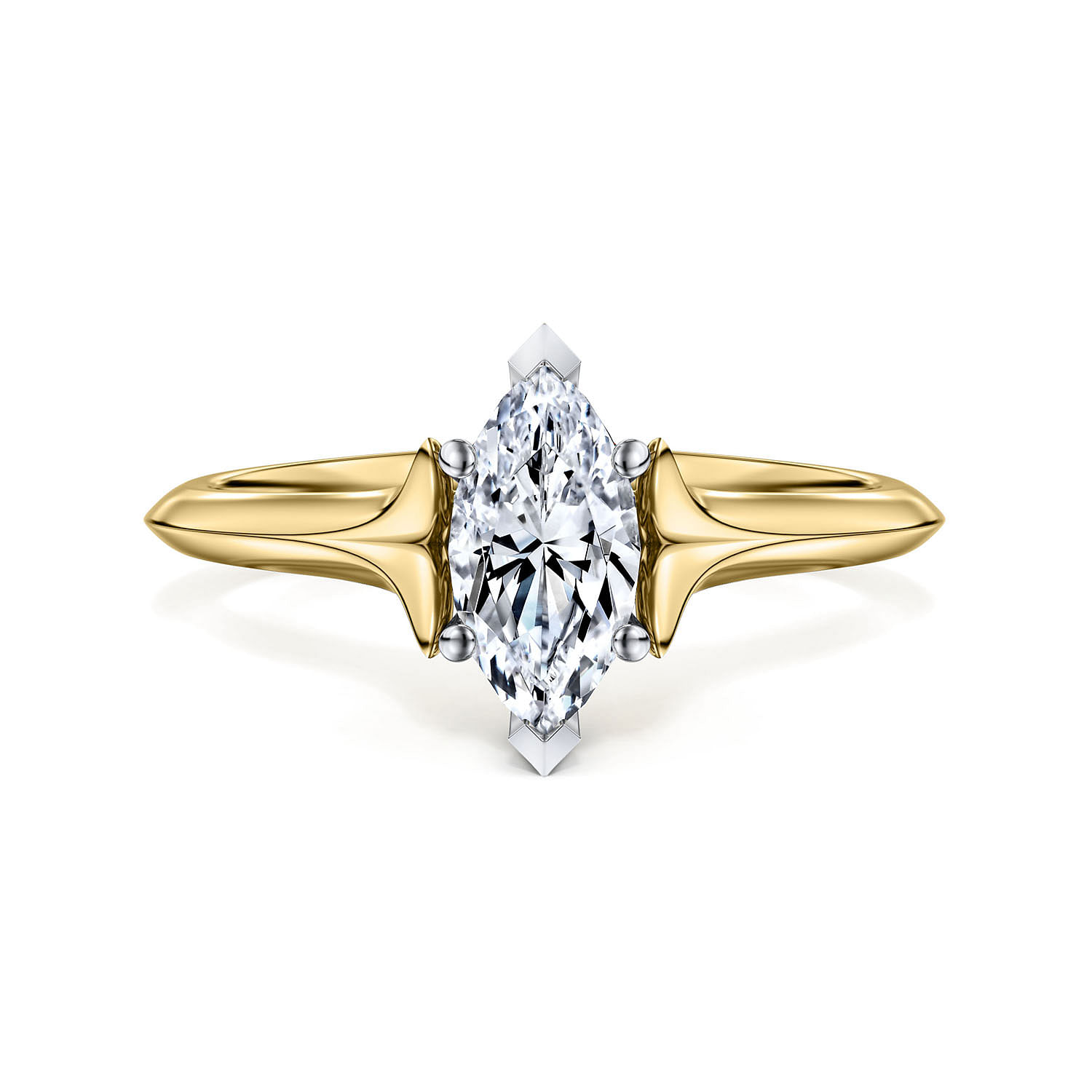Ellis - 14K White-Yellow Gold Marquise Diamond Engagement Ring