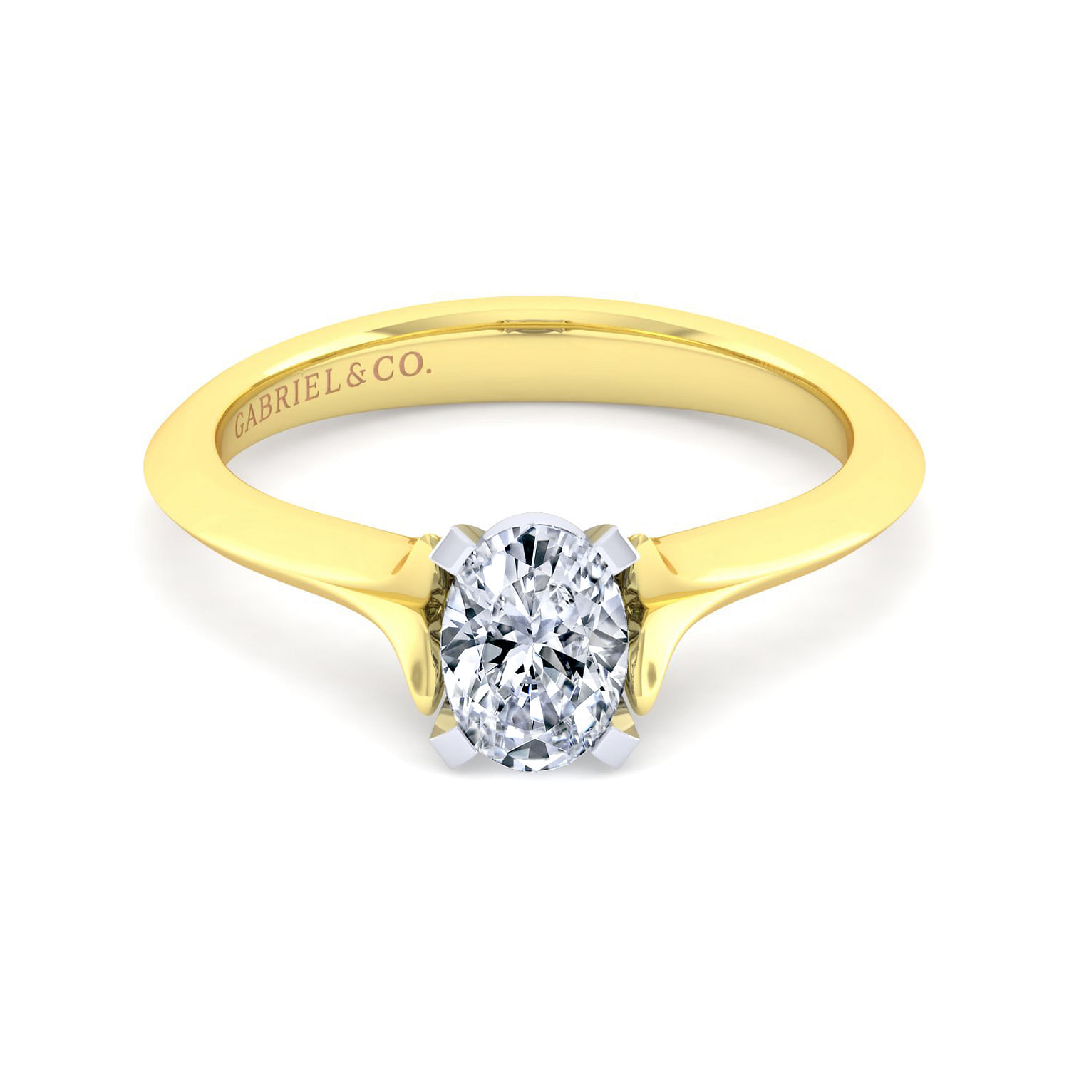 Ellis - 14K White-Yellow Gold Oval Diamond Engagement Ring