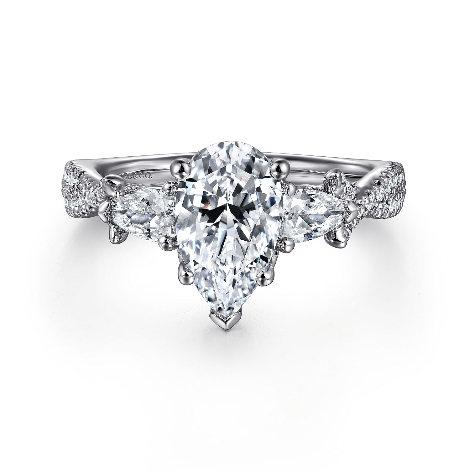 Evalee - 18K White Gold Pear Shape Diamond Engagement Ring