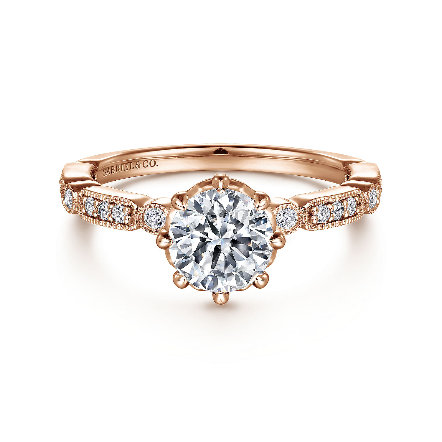 Finch - 14K Rose Gold Round Diamond Engagement Ring