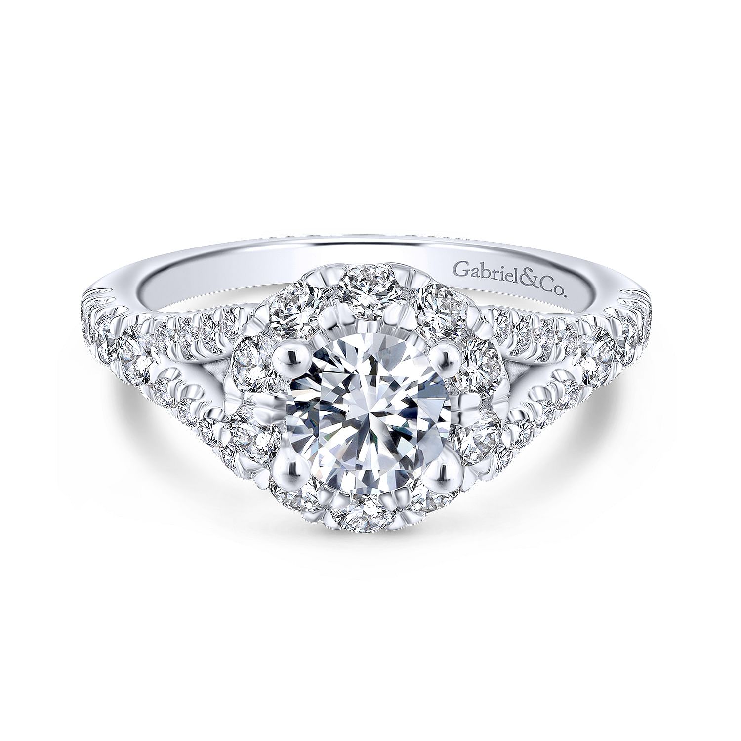 Fiona - 14K White Gold Round Halo Diamond Engagement Ring