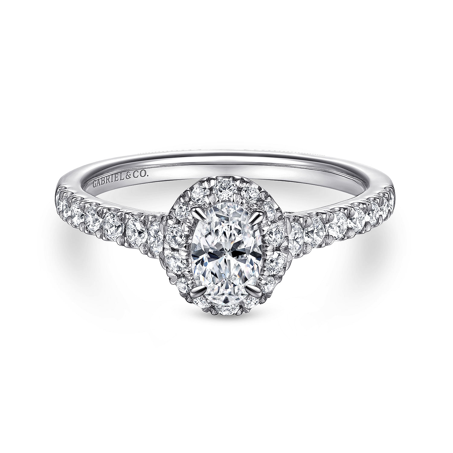 Fleming - 14K White Gold Oval Halo Complete Diamond Engagement Ring