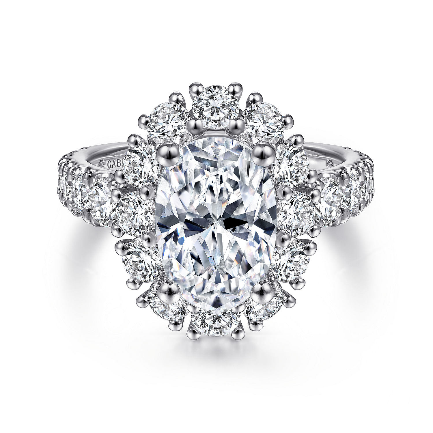 Fleurette - 14K White Gold Oval Halo Diamond Engagement Ring